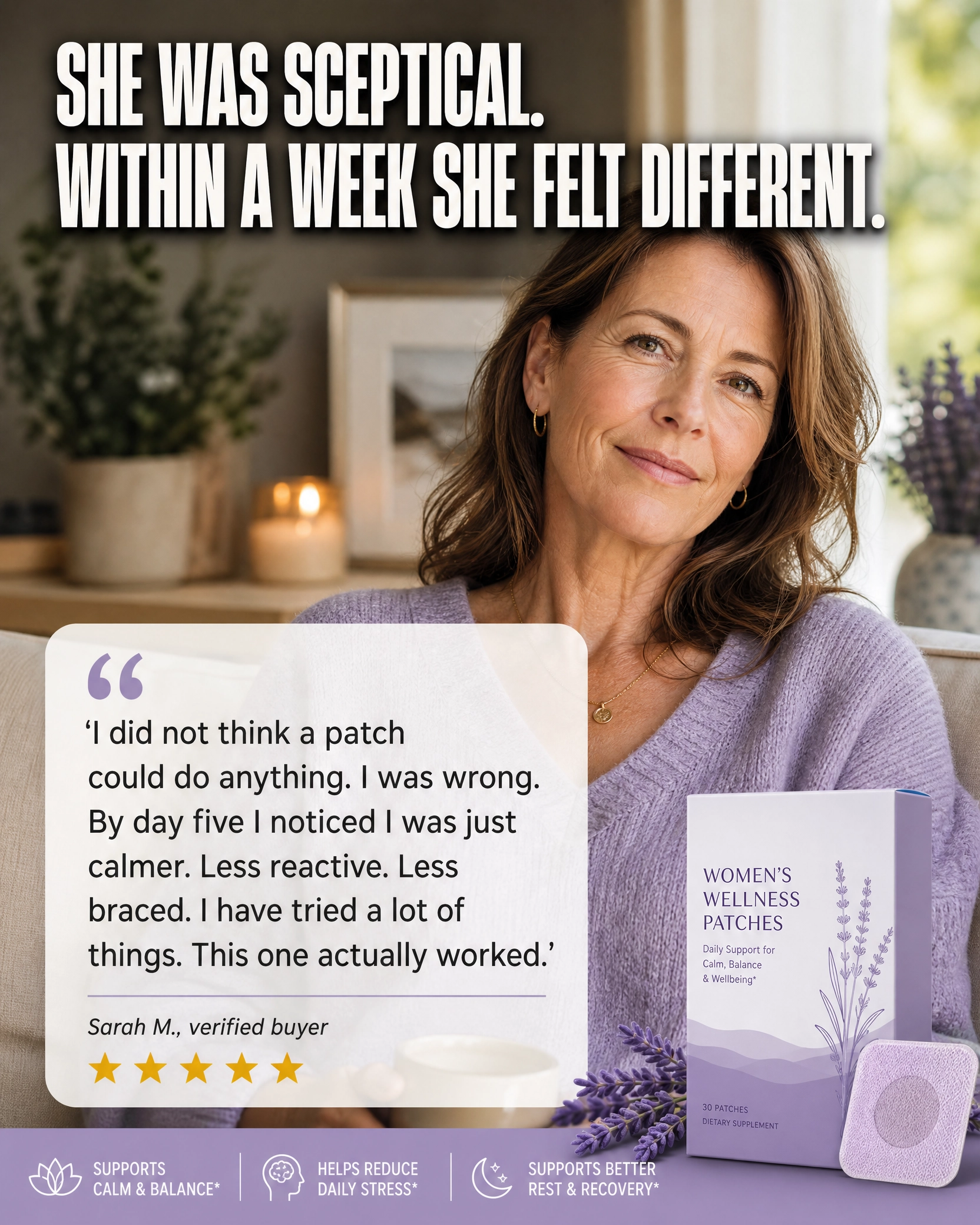 Rhane Facebook ad: Finally. Calm That Actually Works.