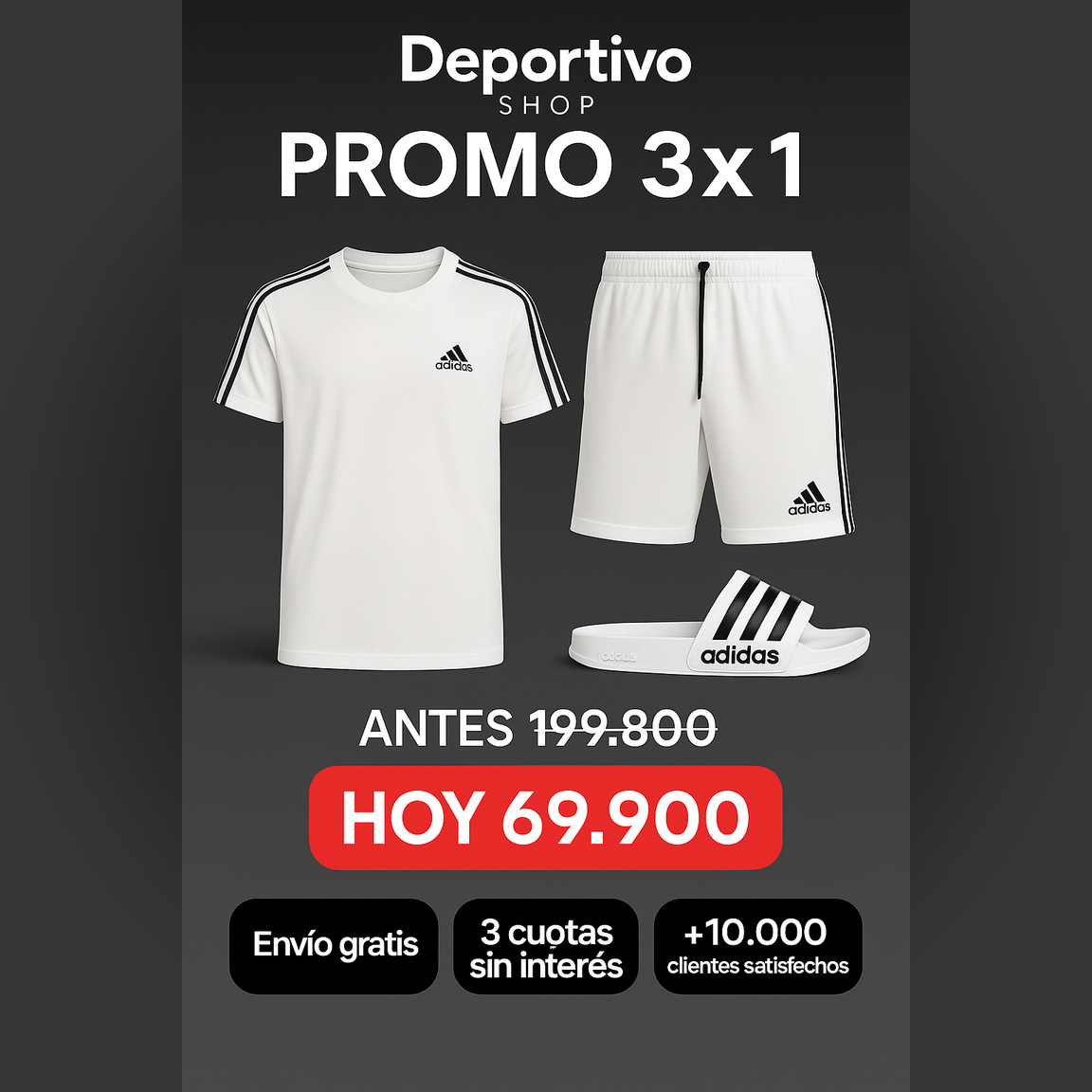 Deportivo Shop Facebook ad: 3x1 Solo por hoy