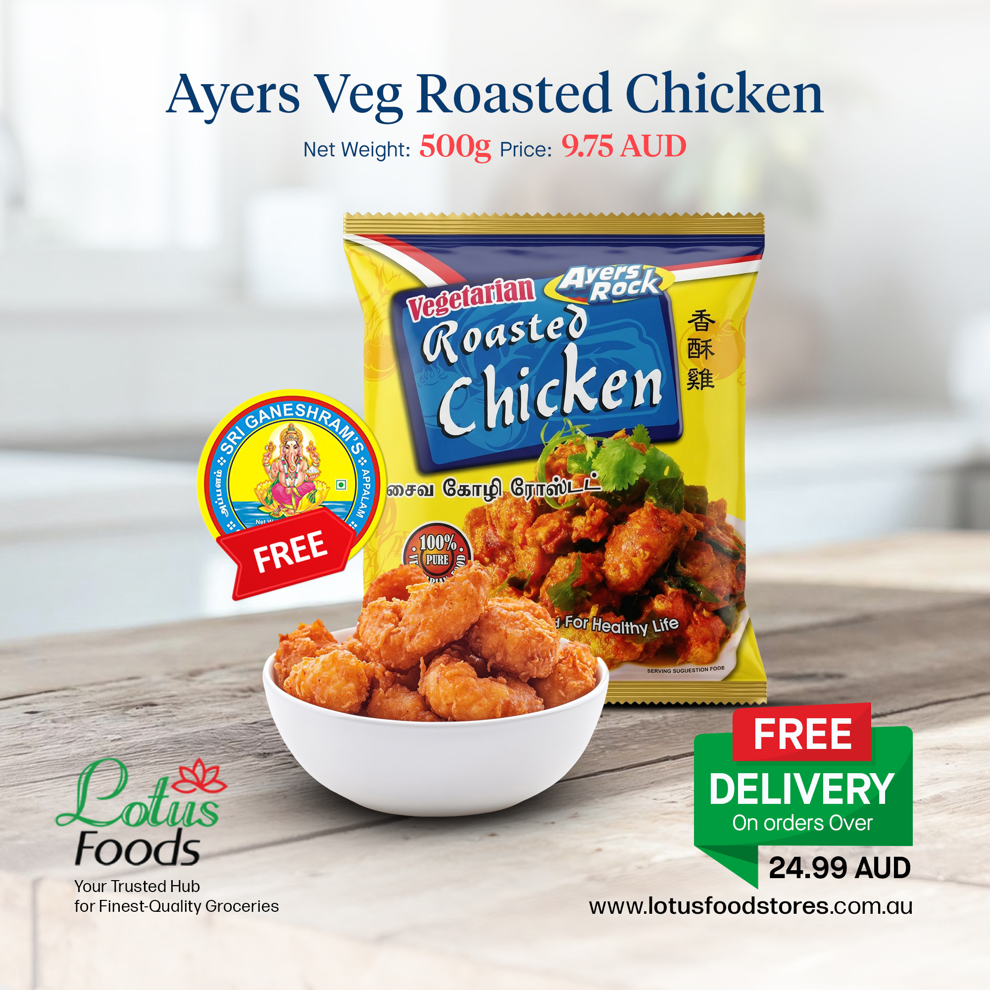 Lotus Food Stores Pty Ltd Facebook ad: Free shipping on orders over AUD 24.99