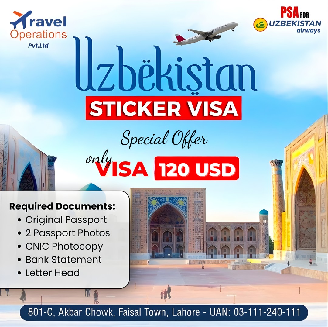 Travel Operations Facebook ad: Uzbekistan Sticker Visa, Special Offer!