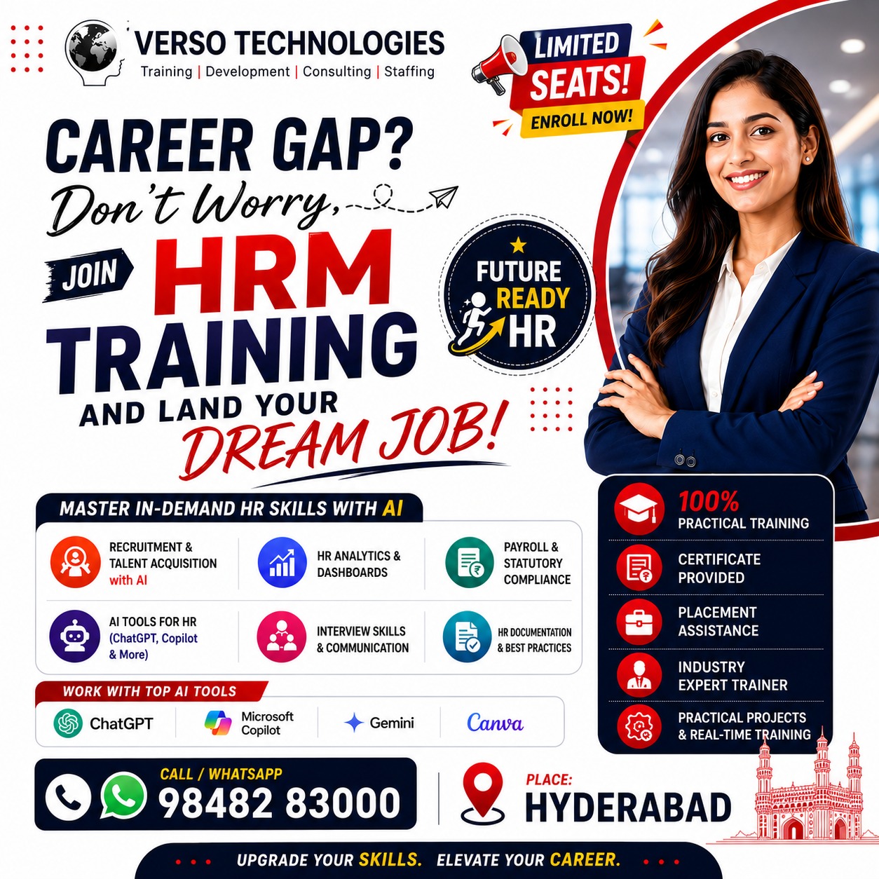 Verso Technologies Facebook ad: Secure your spot today and bridge the gap to your next…