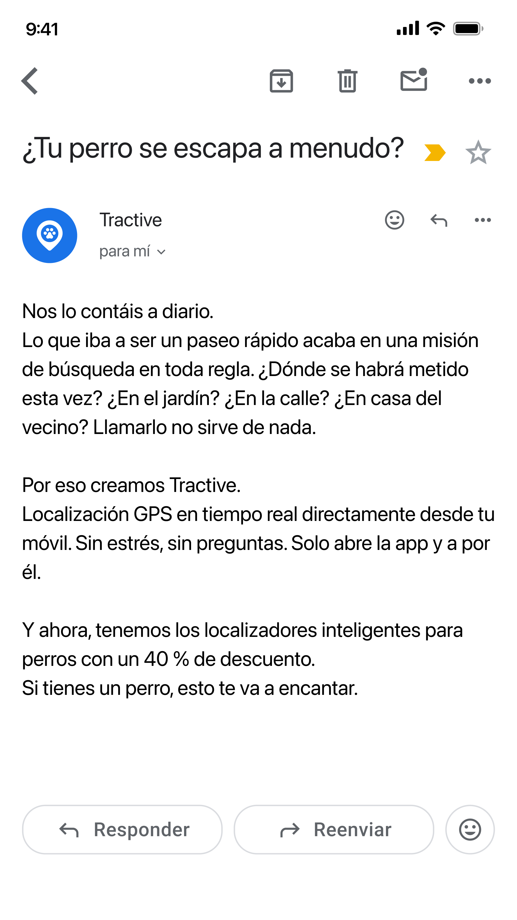 Tractive Facebook ad