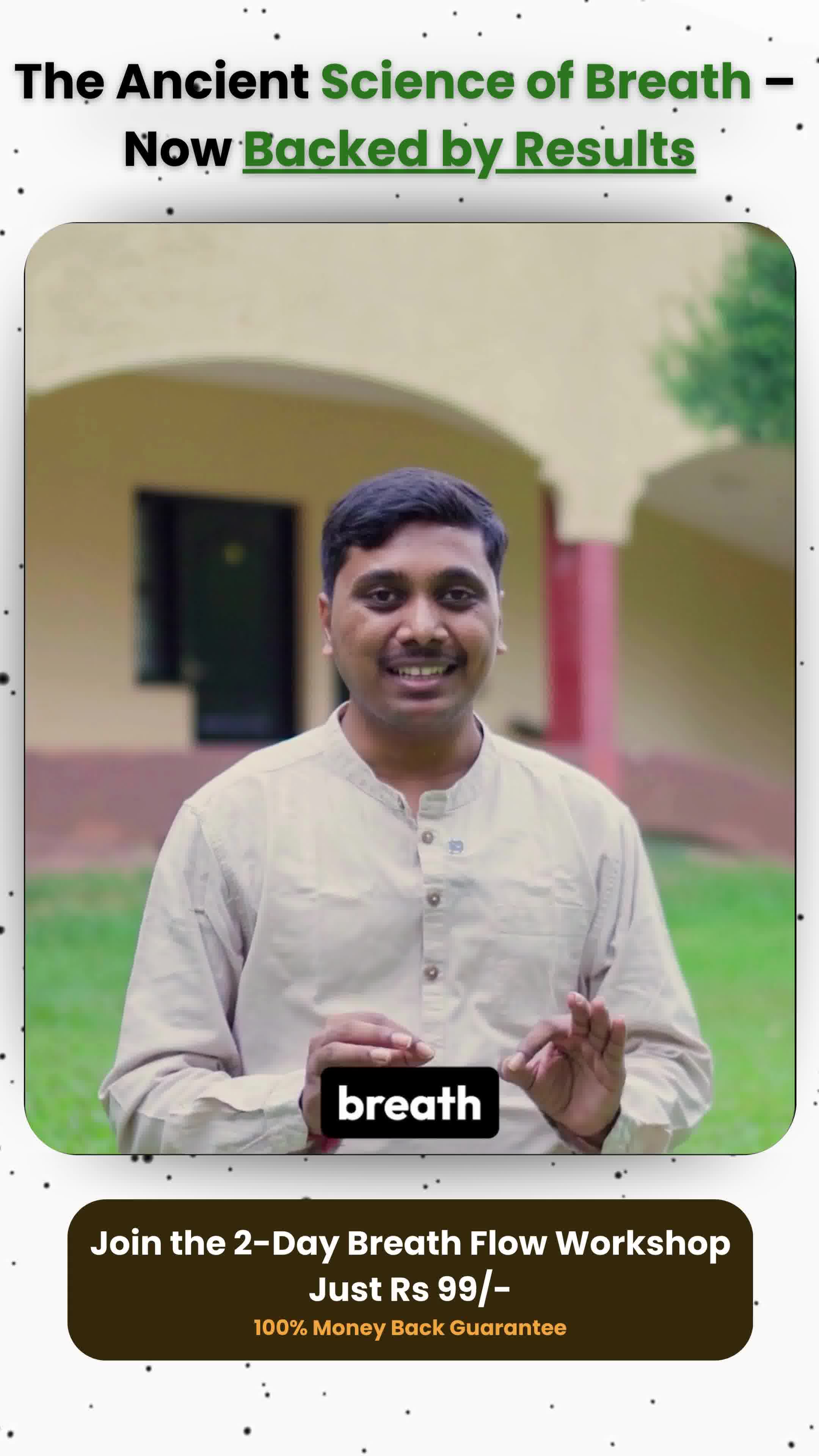 Badarinath Gella - Breathing Coach Facebook ad: Rated by Over 55,000 Attendees!