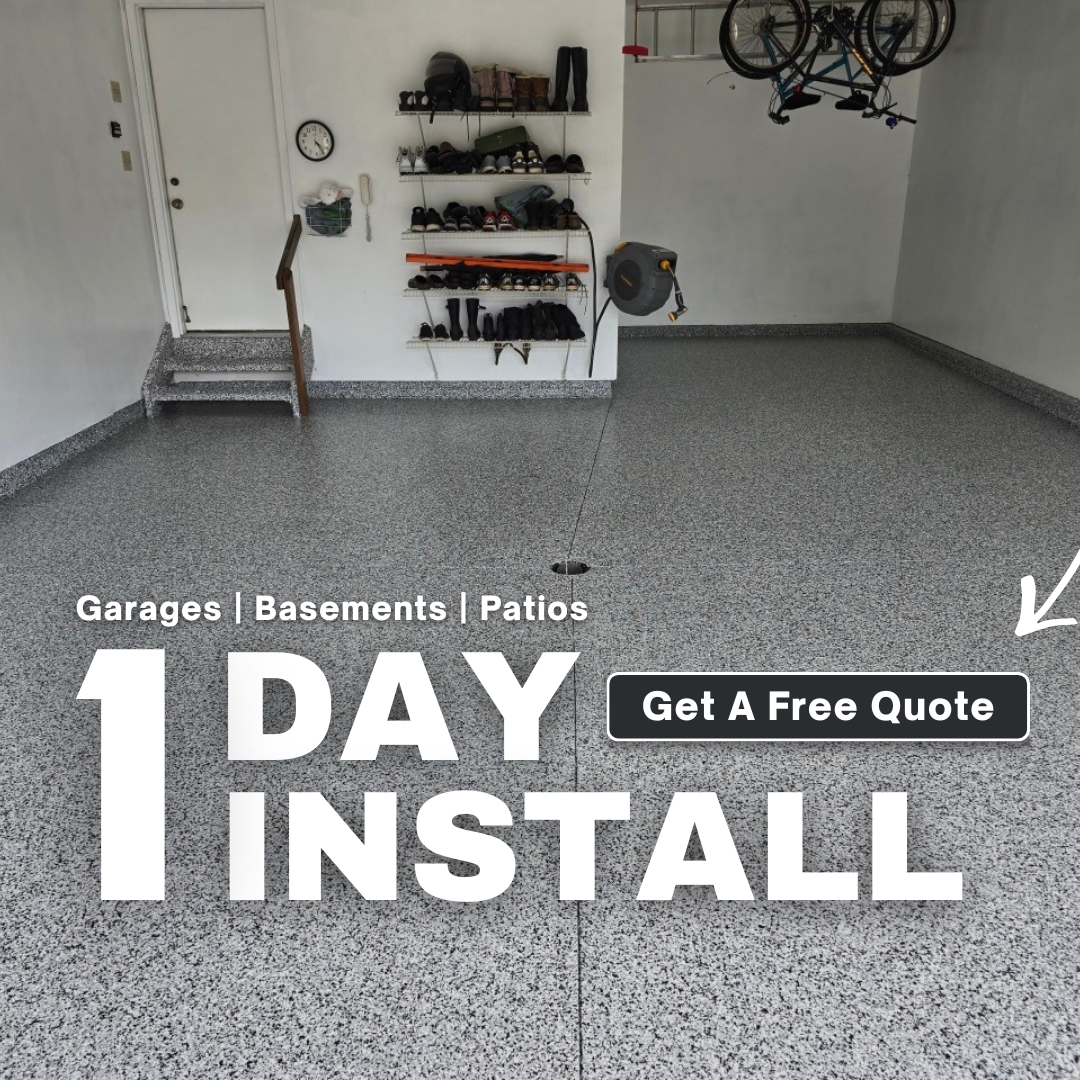 Infinite Designs Flooring Solutions Facebook ad: Spring Garage Upgrade, Installed in 1 Day