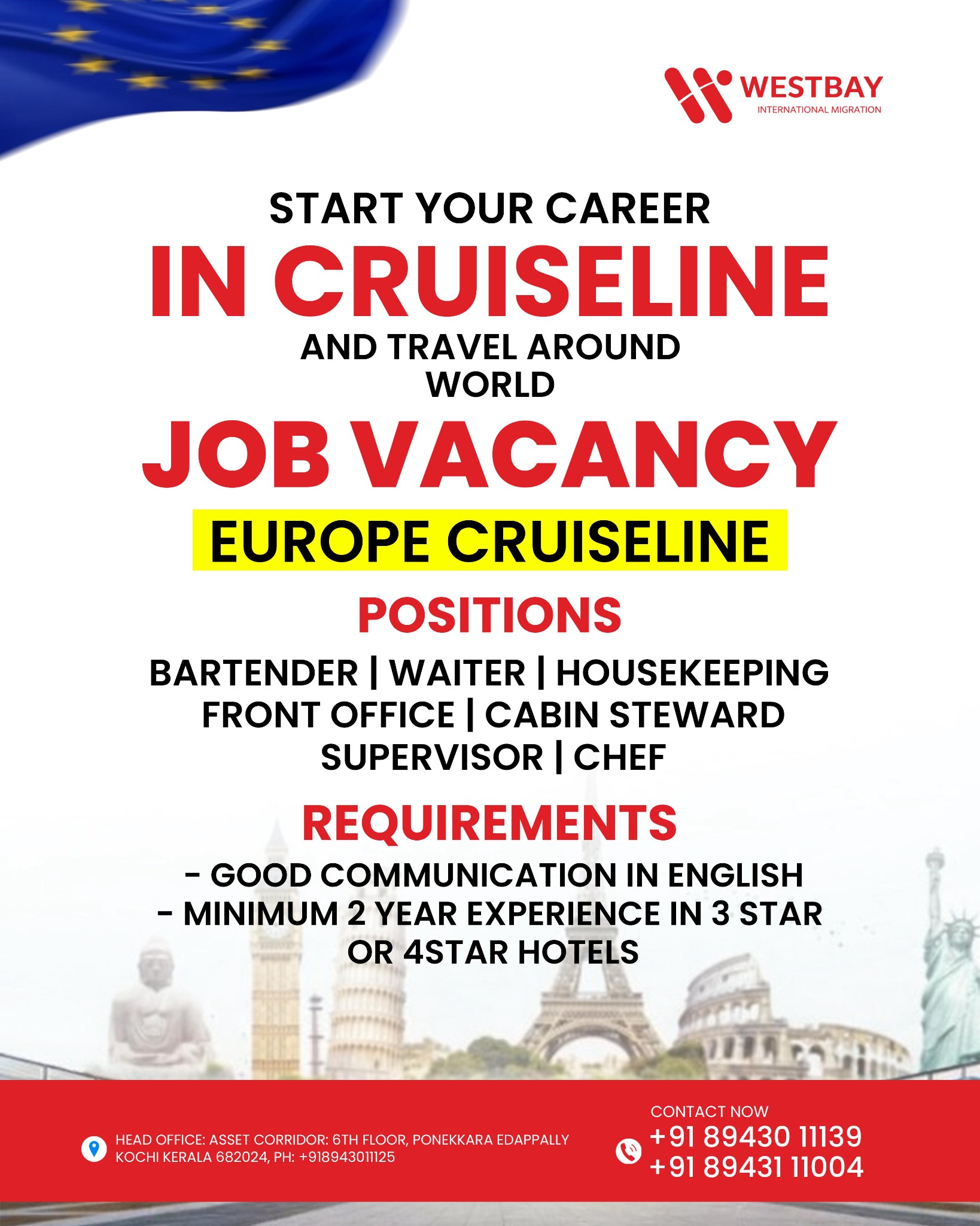 Westbay Migration Tamil Facebook ad: Start Your Career on a European Cruise Line!