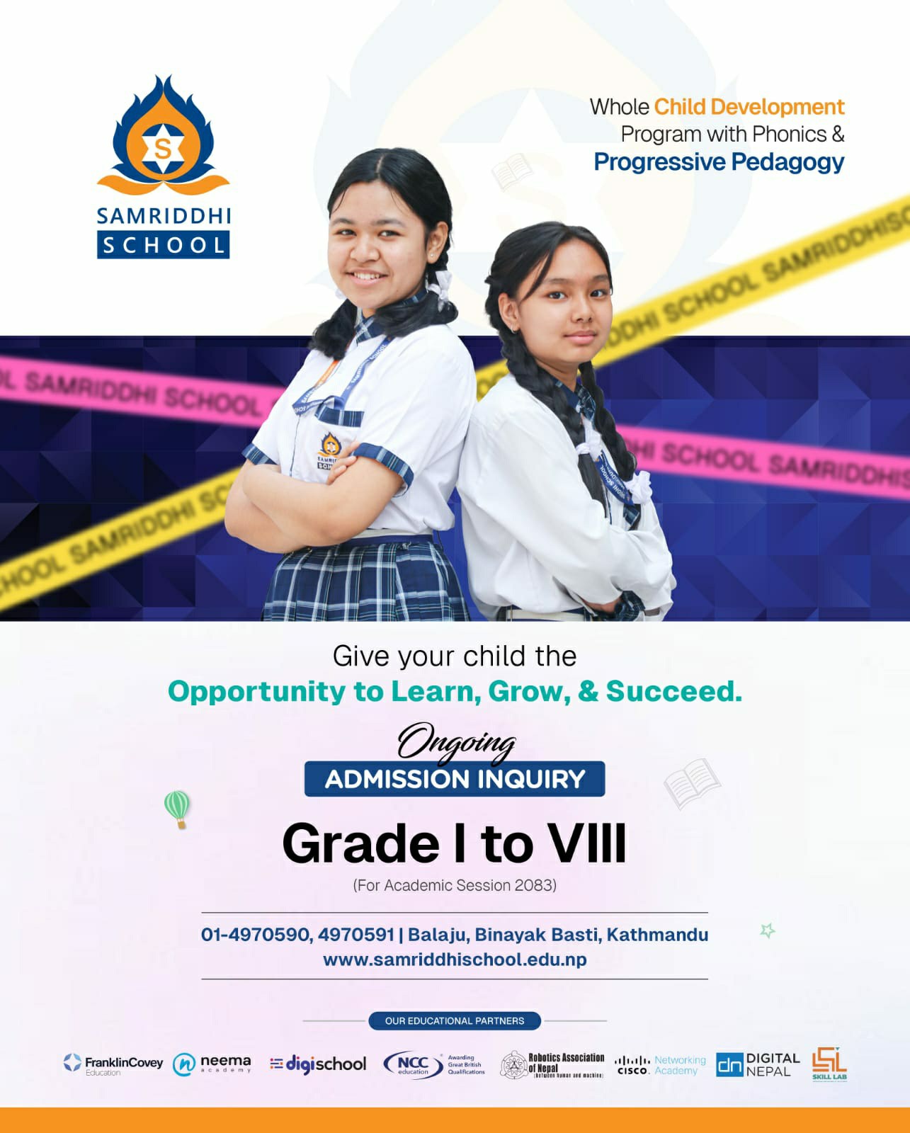Samriddhi School Facebook ad: Admission Inquiry Ongoing: Grade 1 to Grade 8