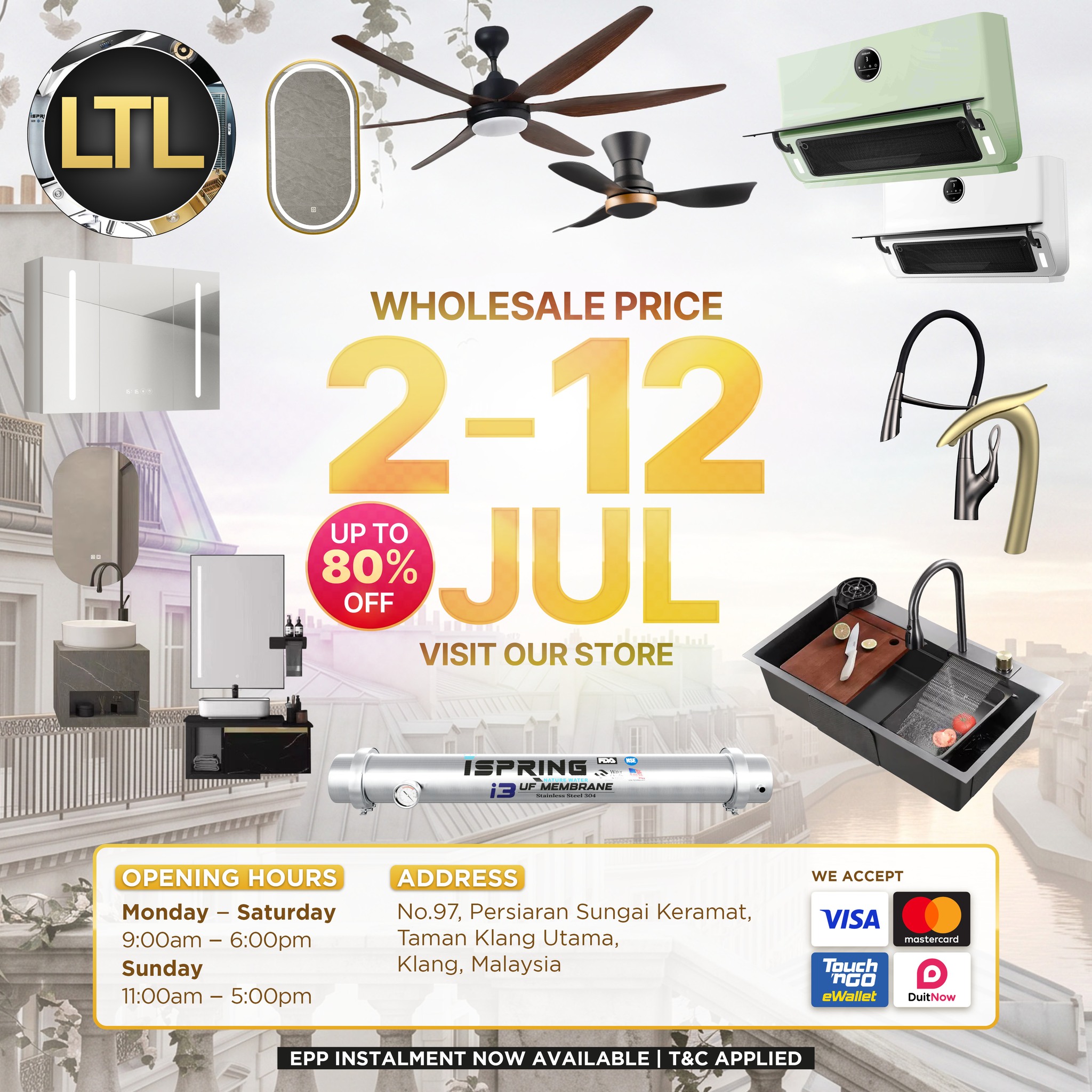 LTL Sanitaryware, Tiles & Lighting - Klang Utama Facebook ad: 𝐁𝐀𝐓𝐇 𝐊𝐈𝐓𝐂𝐇𝐄𝐍 𝐋𝐈𝐆𝐇𝐓𝐈𝐍𝐆 𝐓𝐈𝐋𝐄𝐒