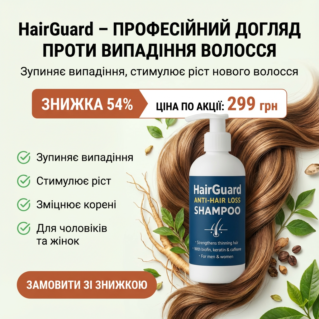 TrendFleet Facebook ad: HairGuard, професійний шампунь проти випадіння волосся