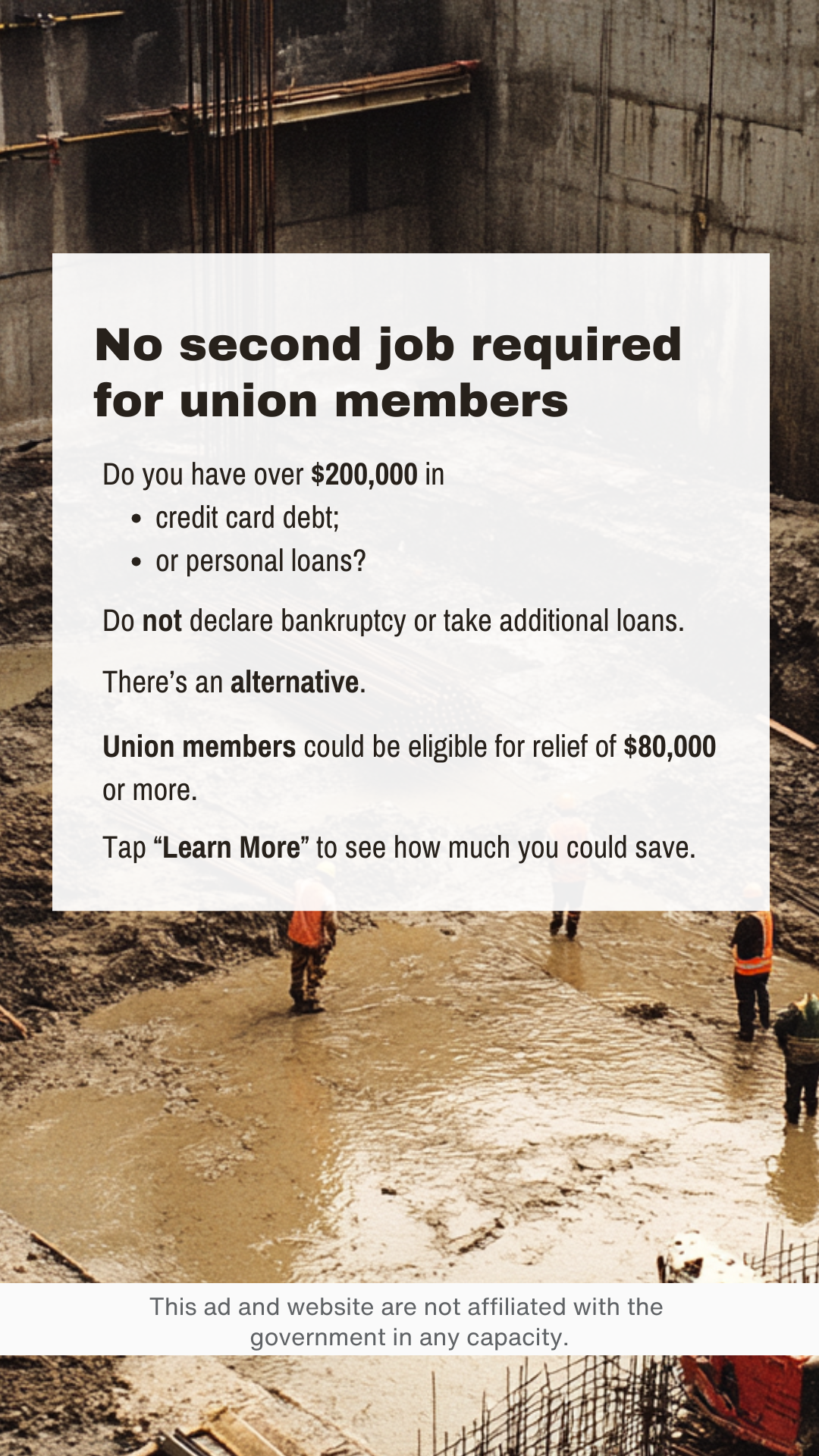 Union Debt Assistance Facebook ad