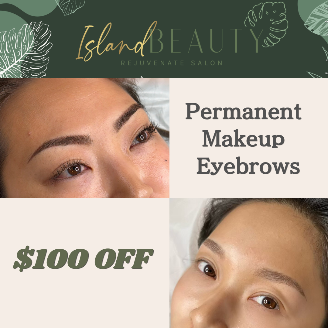 Salon Island Beauty Facebook ad: Perfect Lips and Brows by Mai or Mao, $100 OFF