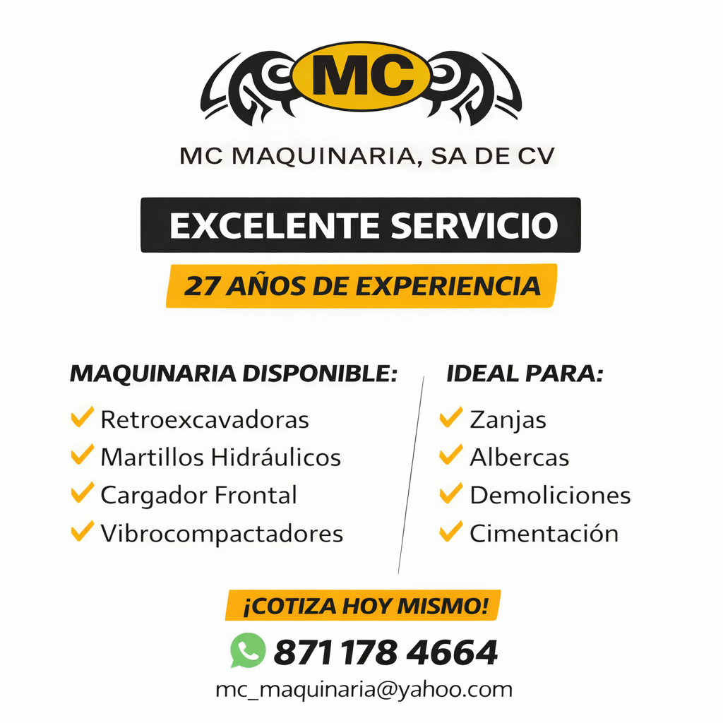 MC Maquinaria Facebook ad: Renta inmediata
