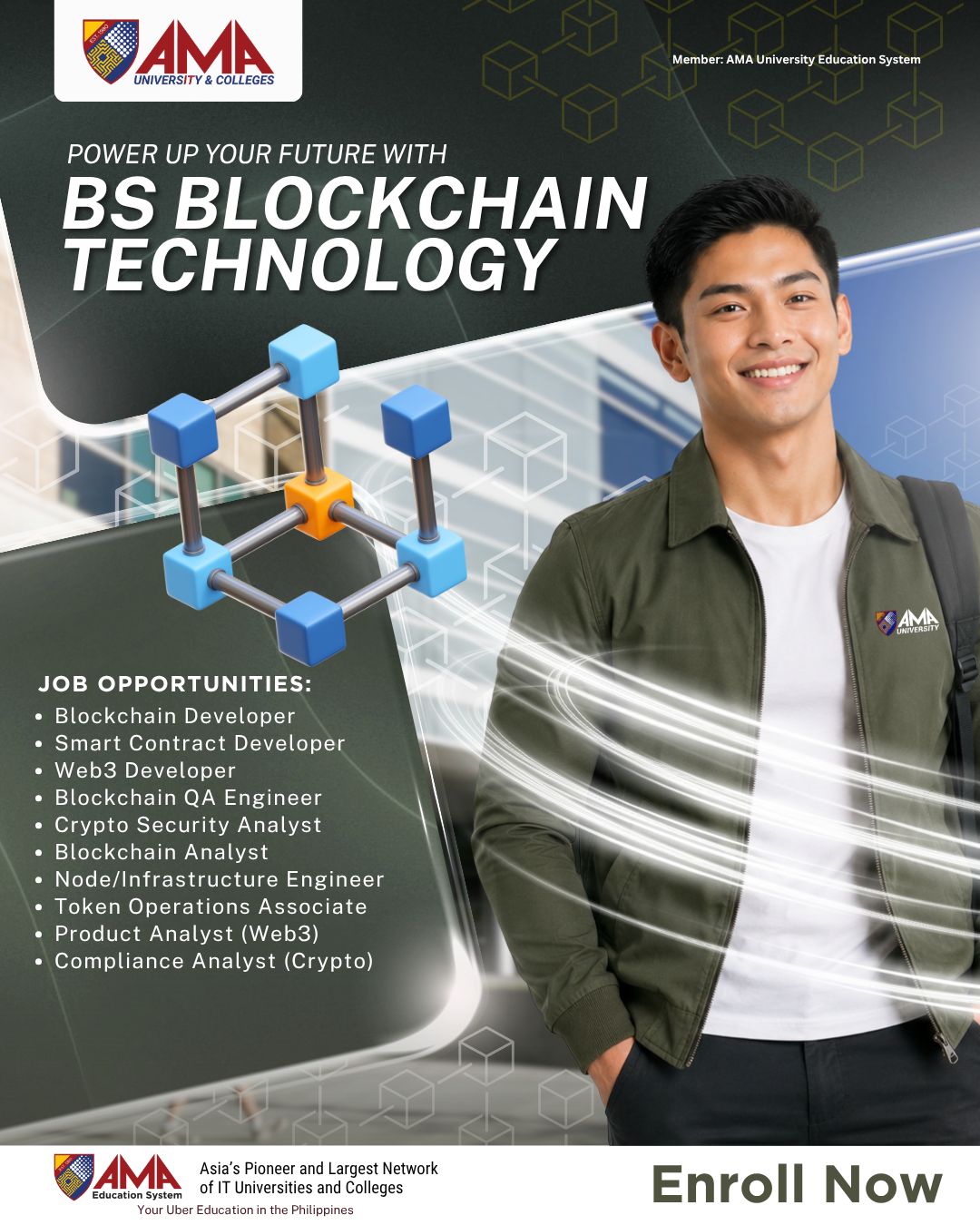 AMA University and Colleges Facebook ad: Become part of the next generation of Blockchain…