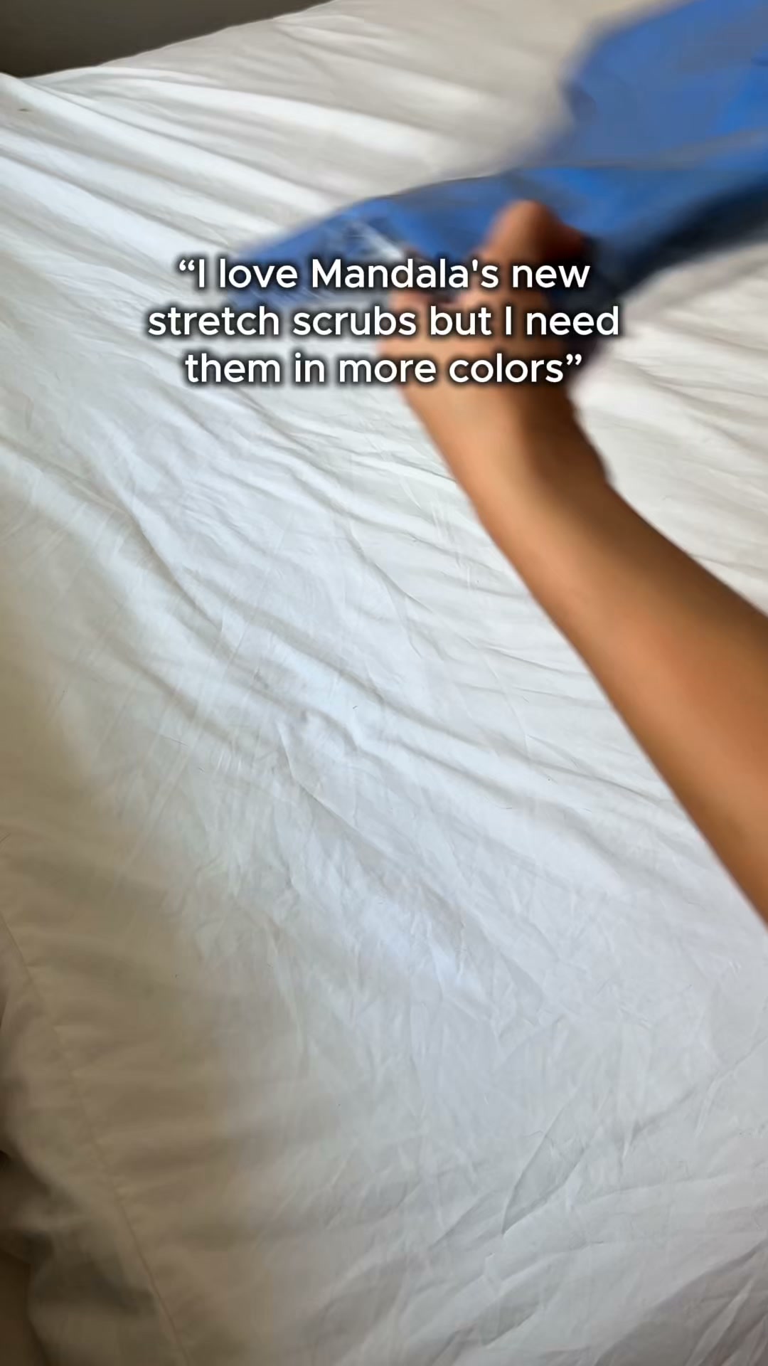 Mandala Scrubs Facebook ad: 360° Stretch + Spill Repellent
