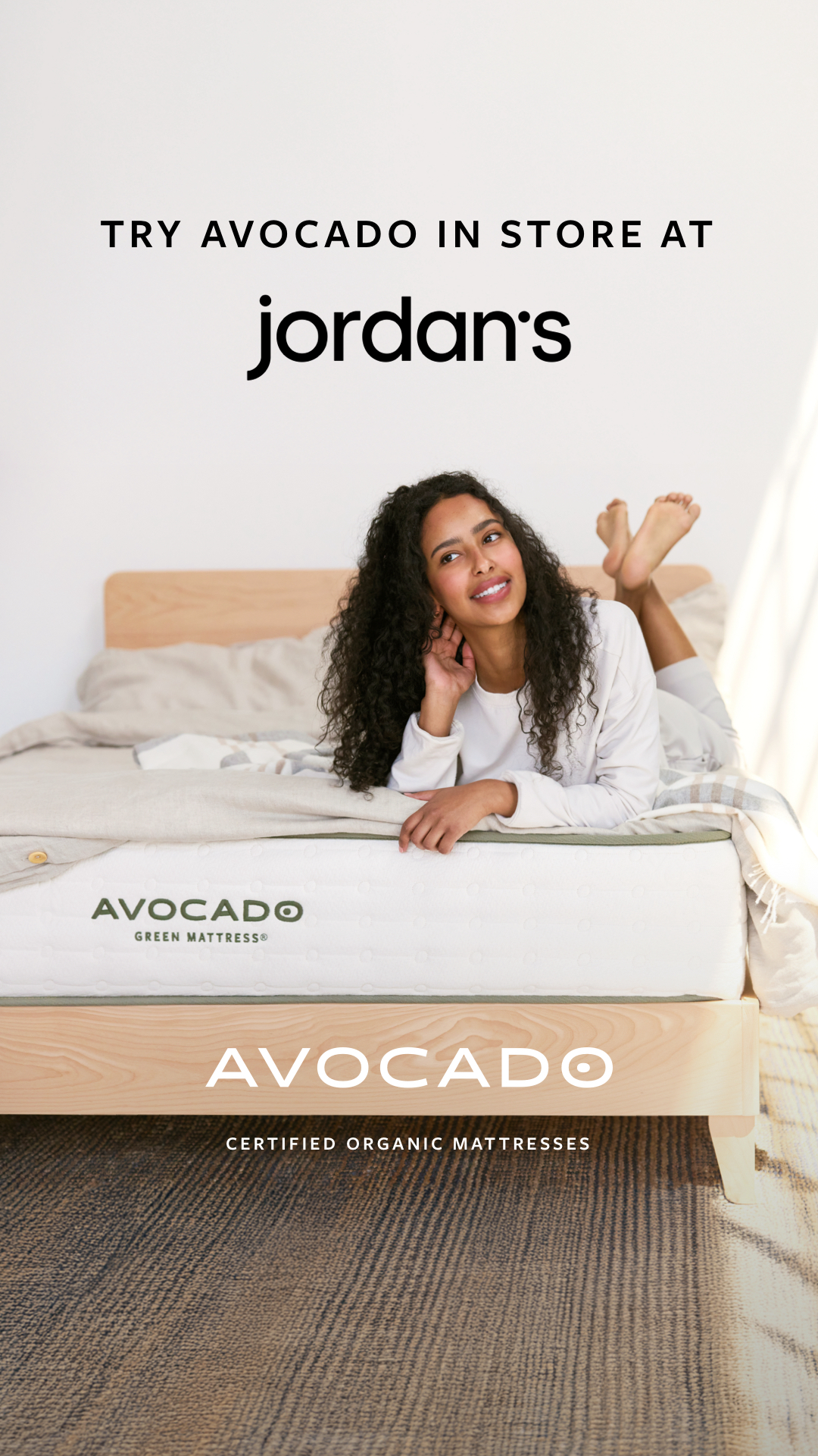 Avocado Green Facebook ad: Meet Your Mattress Match at Jordan’s