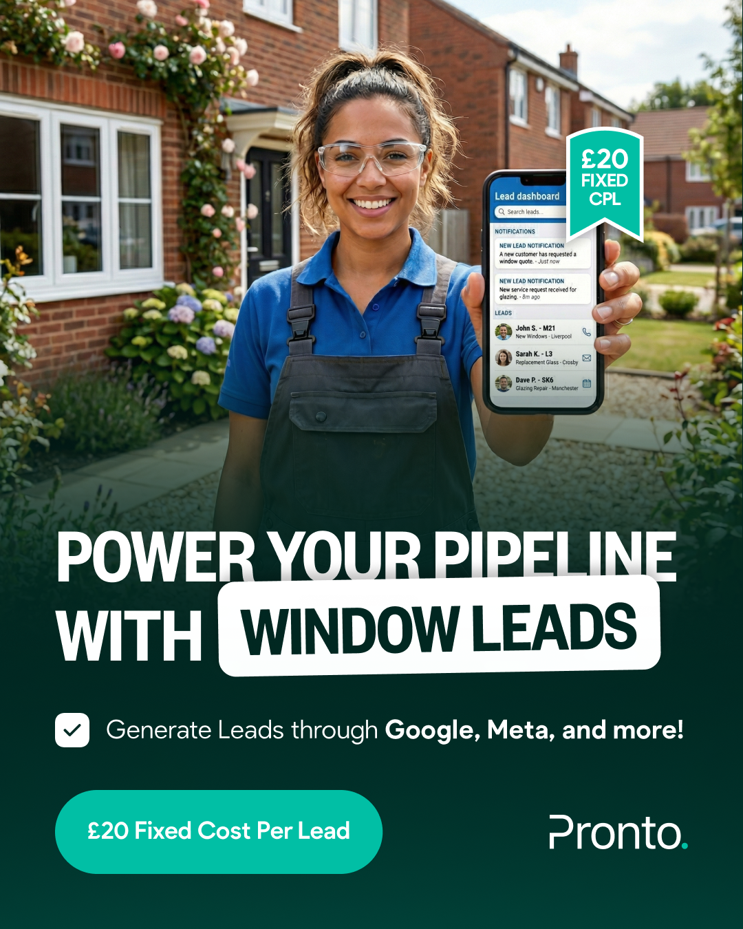 Lead Pronto - Digital Marketing Agency Facebook ad: Get High-Quality Window & Door Leads Now!