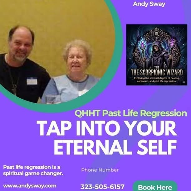 The Scorpionic Wizard Facebook ad: QHHT Past Life Regression Hypnotherapist Andy Sway