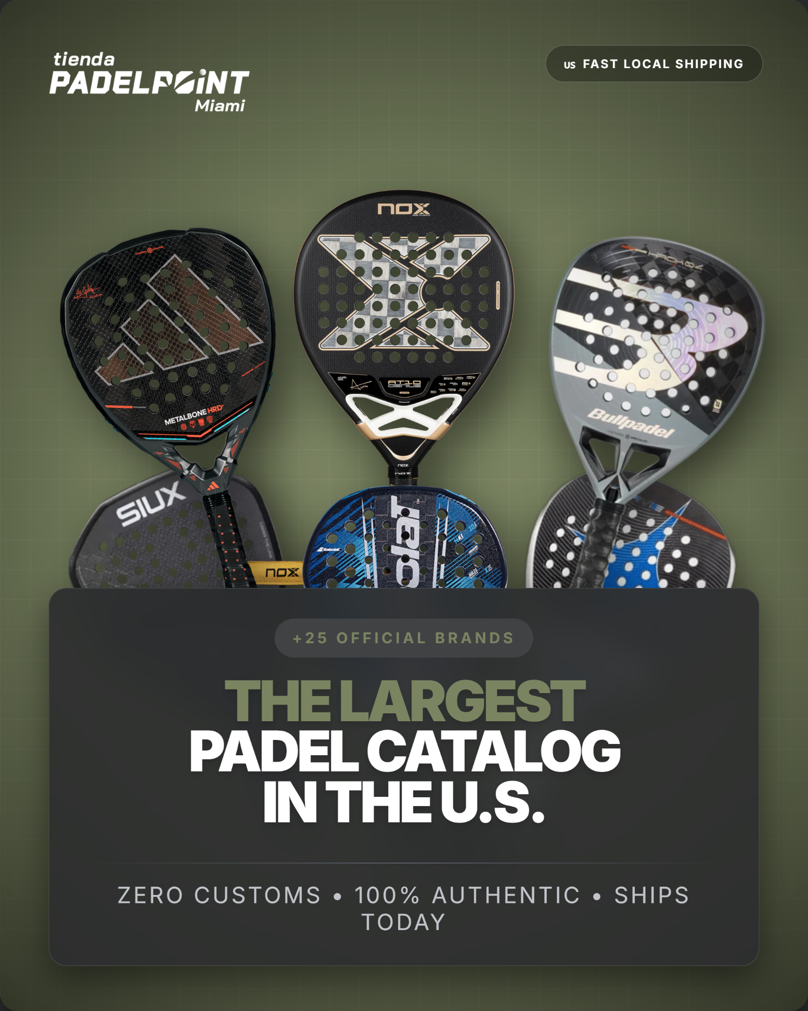 Tienda PadelPoint Miami Facebook ad: USA’s #1 Padel Catalog