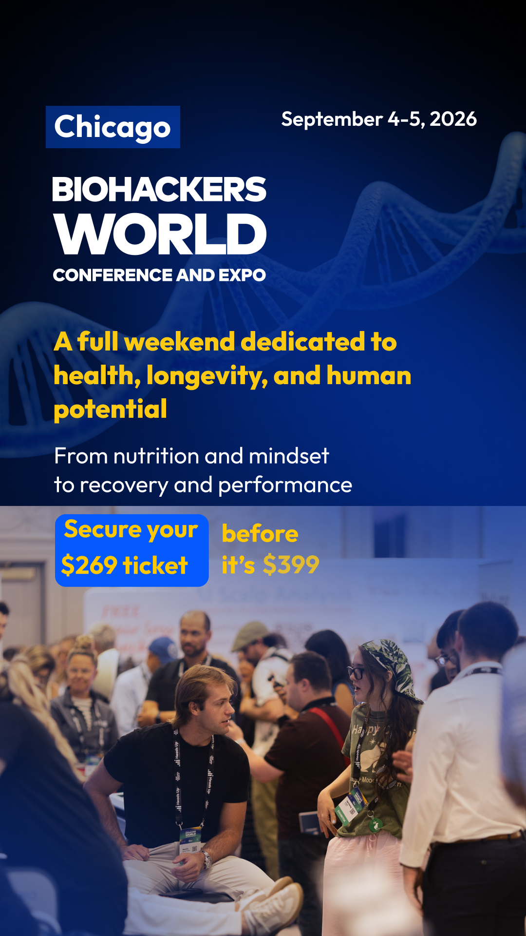 Biohackers World Facebook ad: Buy Tickets