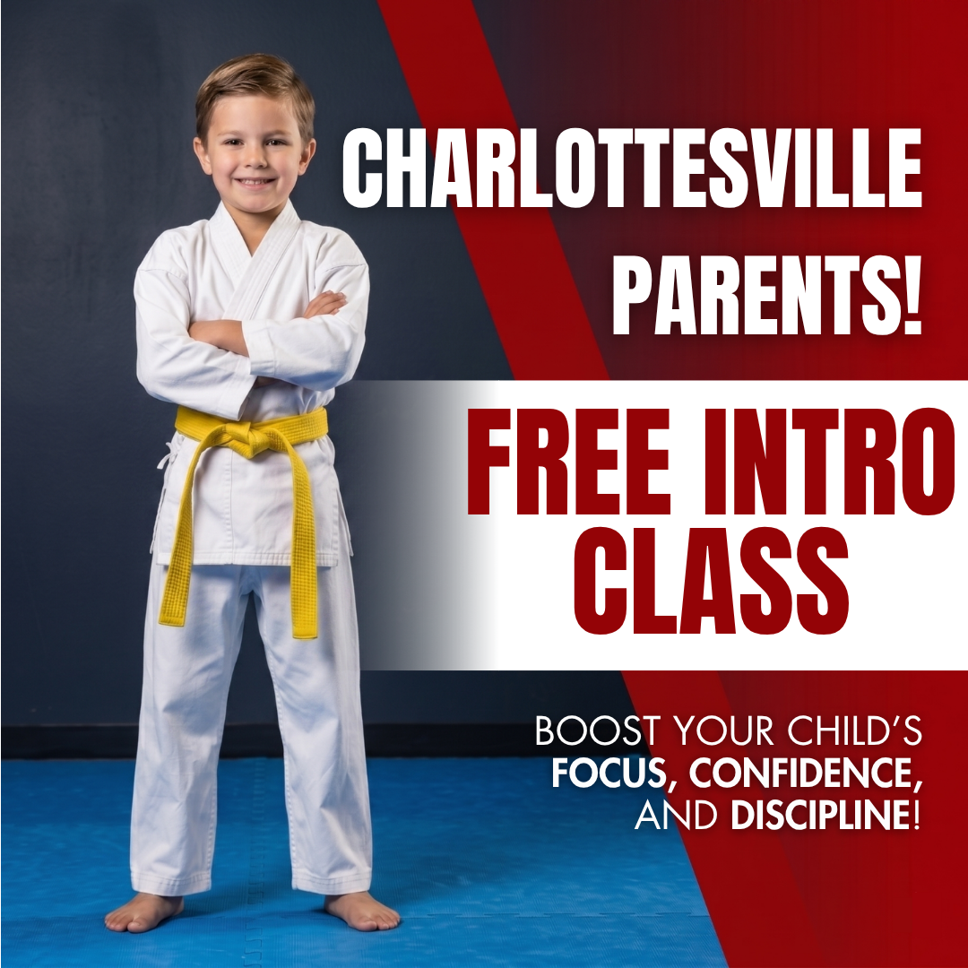 UpLevel Family Martial Arts - Charlottesville Facebook ad: Strength, Confidence, & Focus - All In One Program