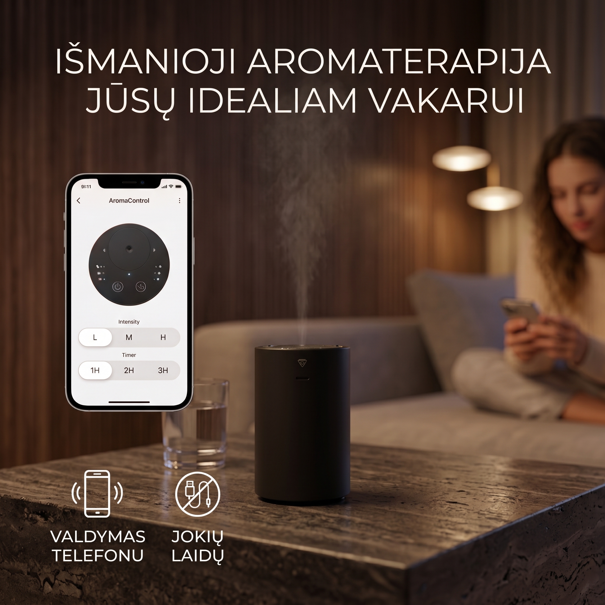 Saflora - natūrali kosmetika Facebook ad: Pristatome naujos kartos belaidį eterinių aliejų garintuvą.