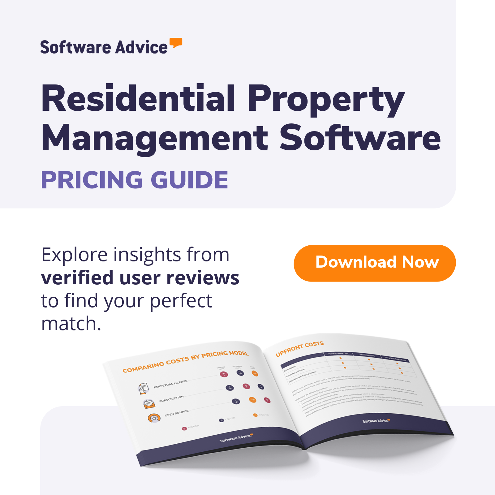 Software Advice Facebook ad: Residential Property Management Software Pricing Guide