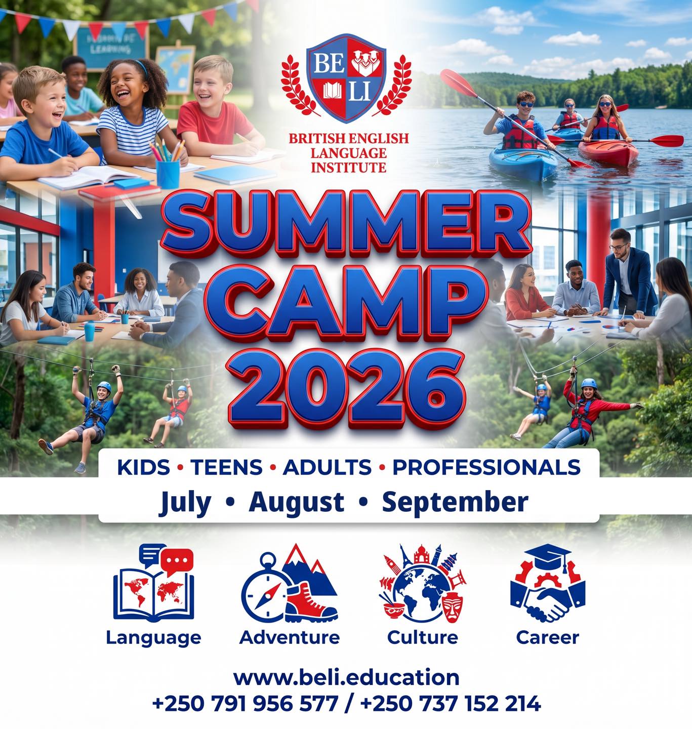 British English Language Institute Facebook ad: SUMMER CAMP 2026 BELI: YOUR SUMMER OF EXCELLENCE!