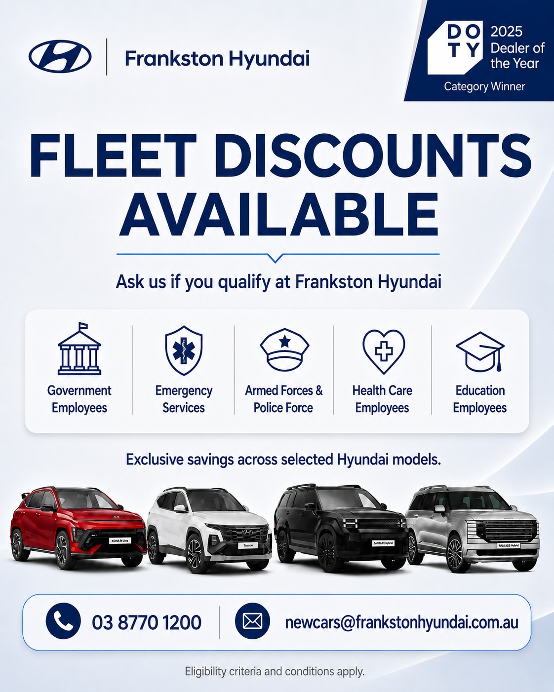 Frankston Hyundai Facebook ad: Fleet Discounts Available