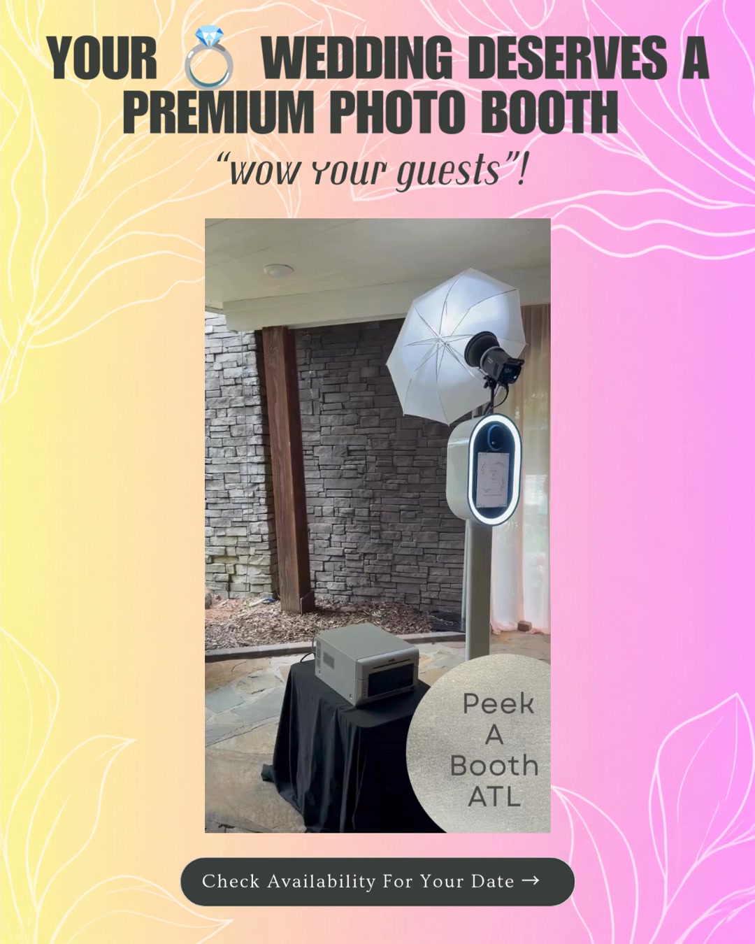 Peek A Booth ATL Facebook ad: Premium Wedding Photo Booth
