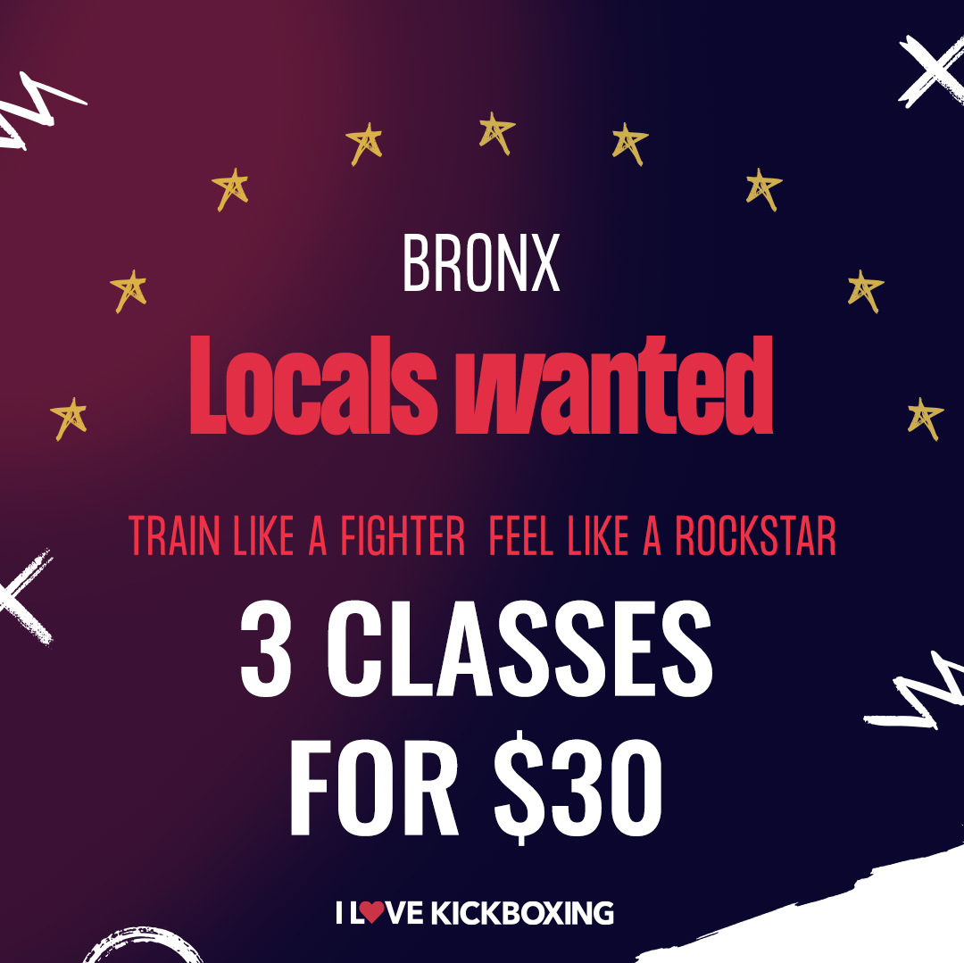 ILoveKickboxing Pelham Bay. NY Facebook ad: Try 3 Kickboxing Classes for $30