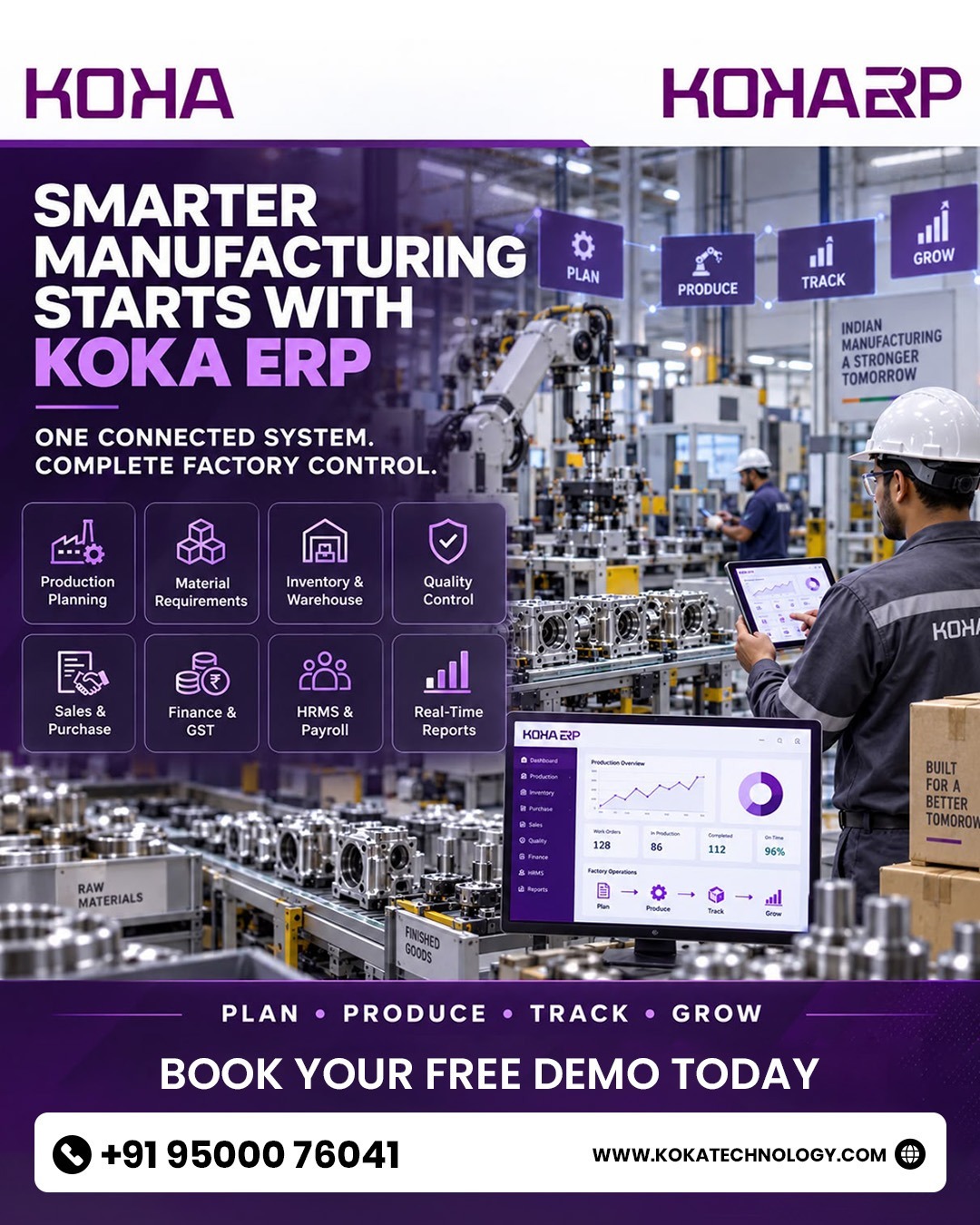 School Management Software Facebook ad: Still managing Production, Inventory & Accounts separately?