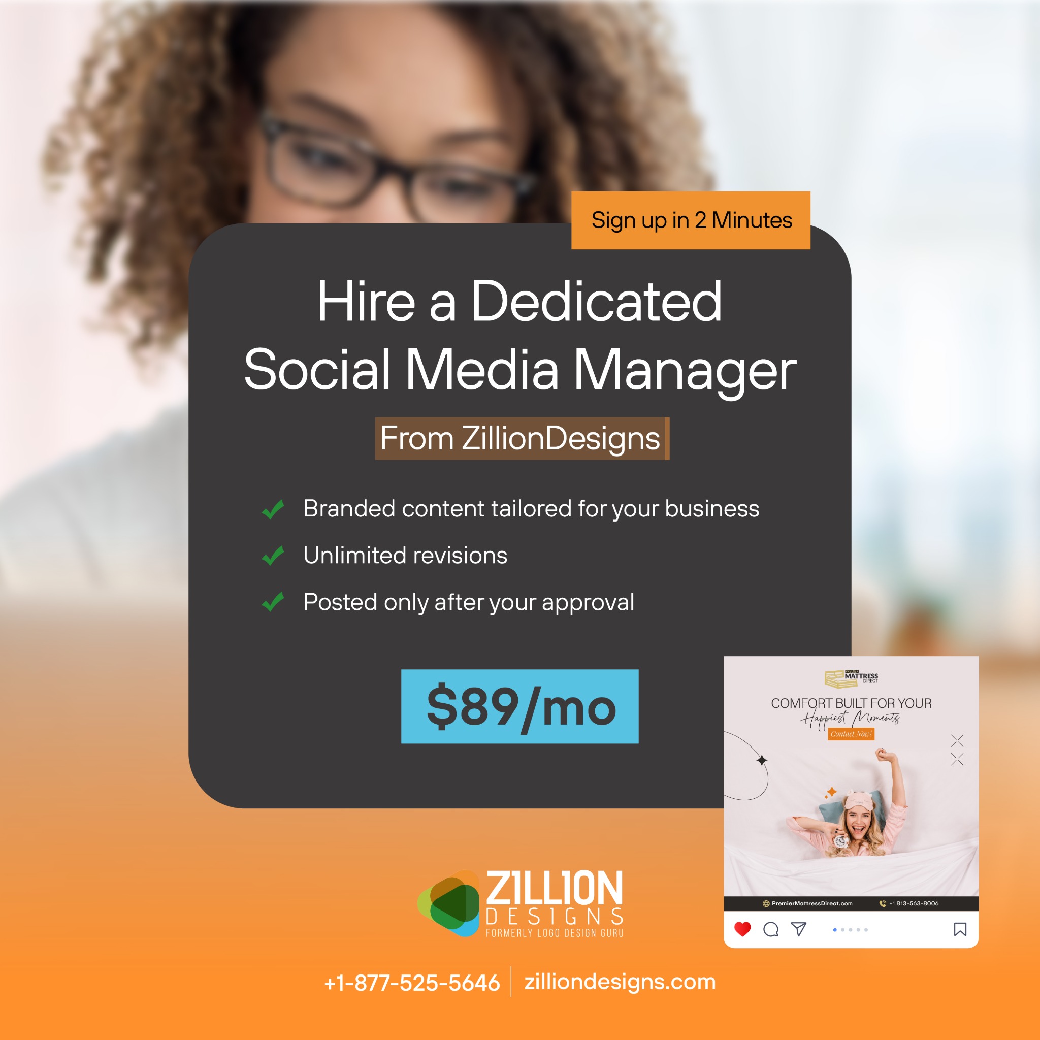 ZillionDesigns Facebook ad: Chat with us