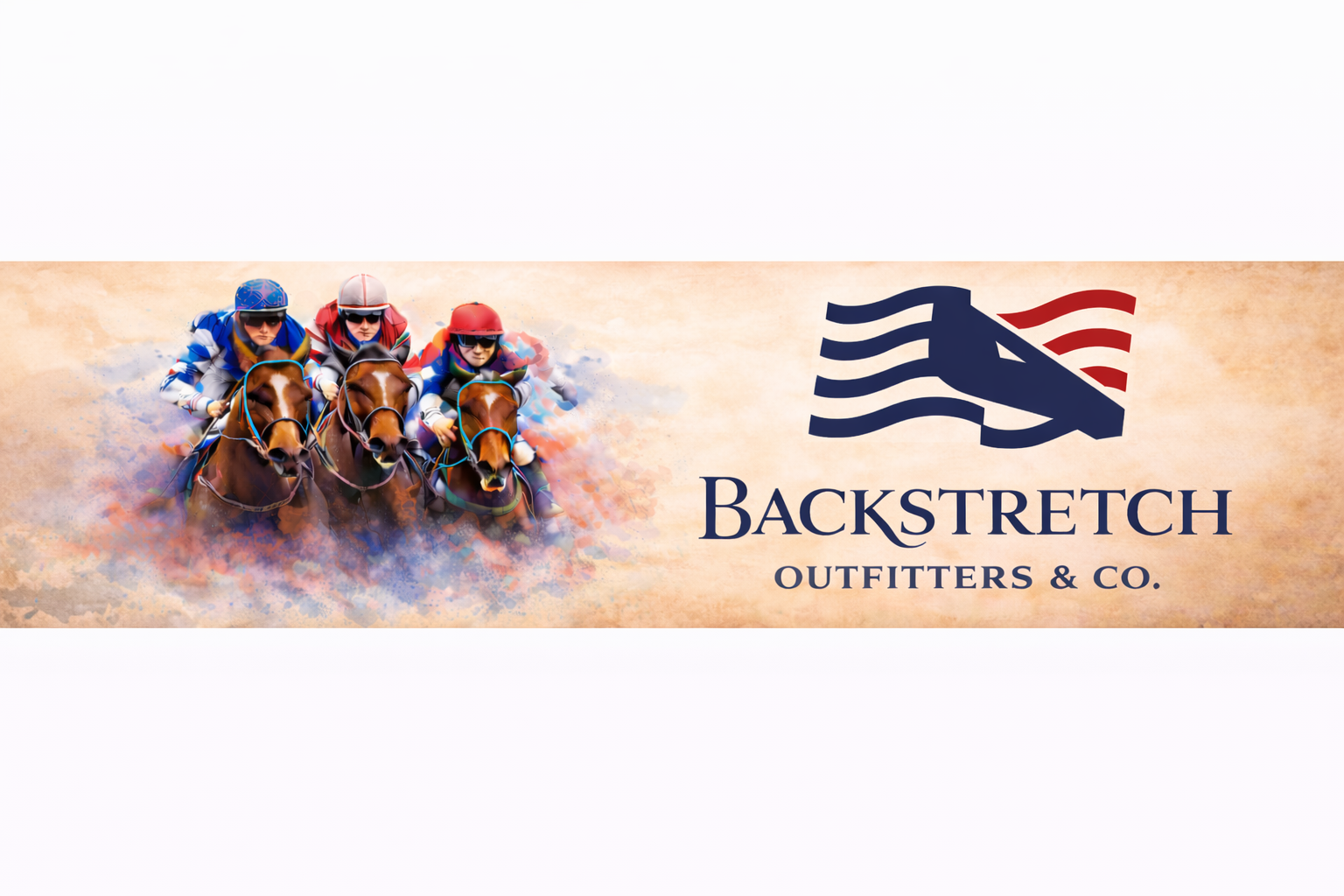 Backstretch Outfitters & Co. Facebook ad: Horse Racing Apparel, Custom Clothing & Horse Themed…