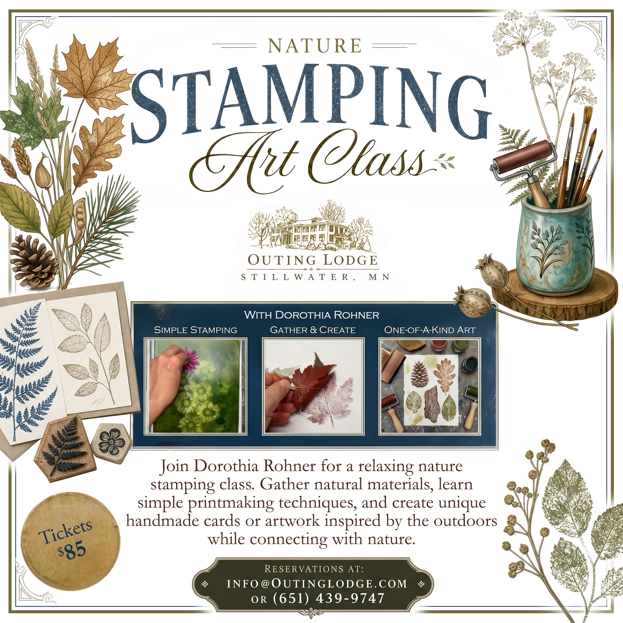 The Outing Lodge Facebook ad: Nature Stamping Art Class
