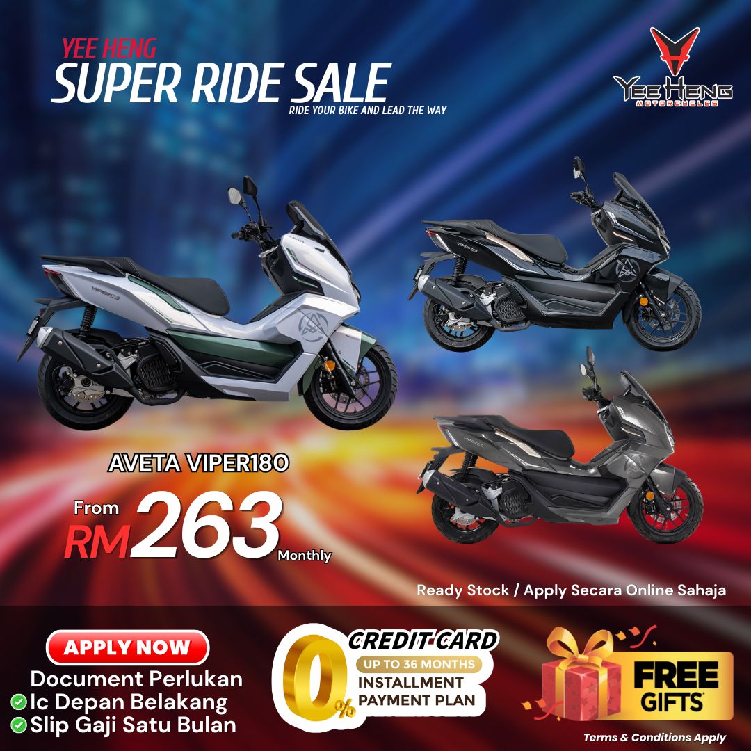 Yee Heng Motorcycles Sdn Bhd Facebook ad: AVETA VIPER 180, LEBIH SMART. LEBIH GARANG. LEBIH YAKIN.