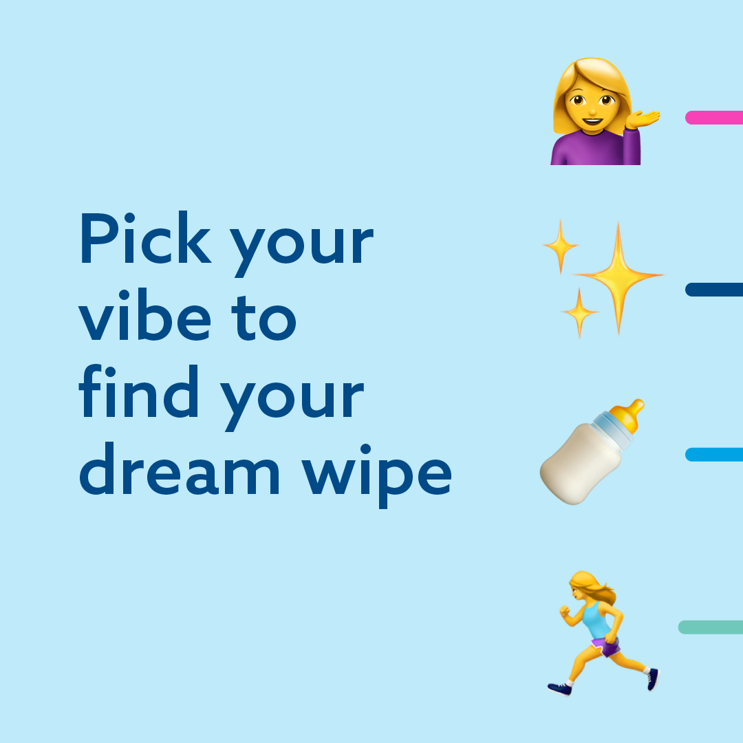 WaterWipes Facebook ad: Pick an emoji to see your WaterWipes match…