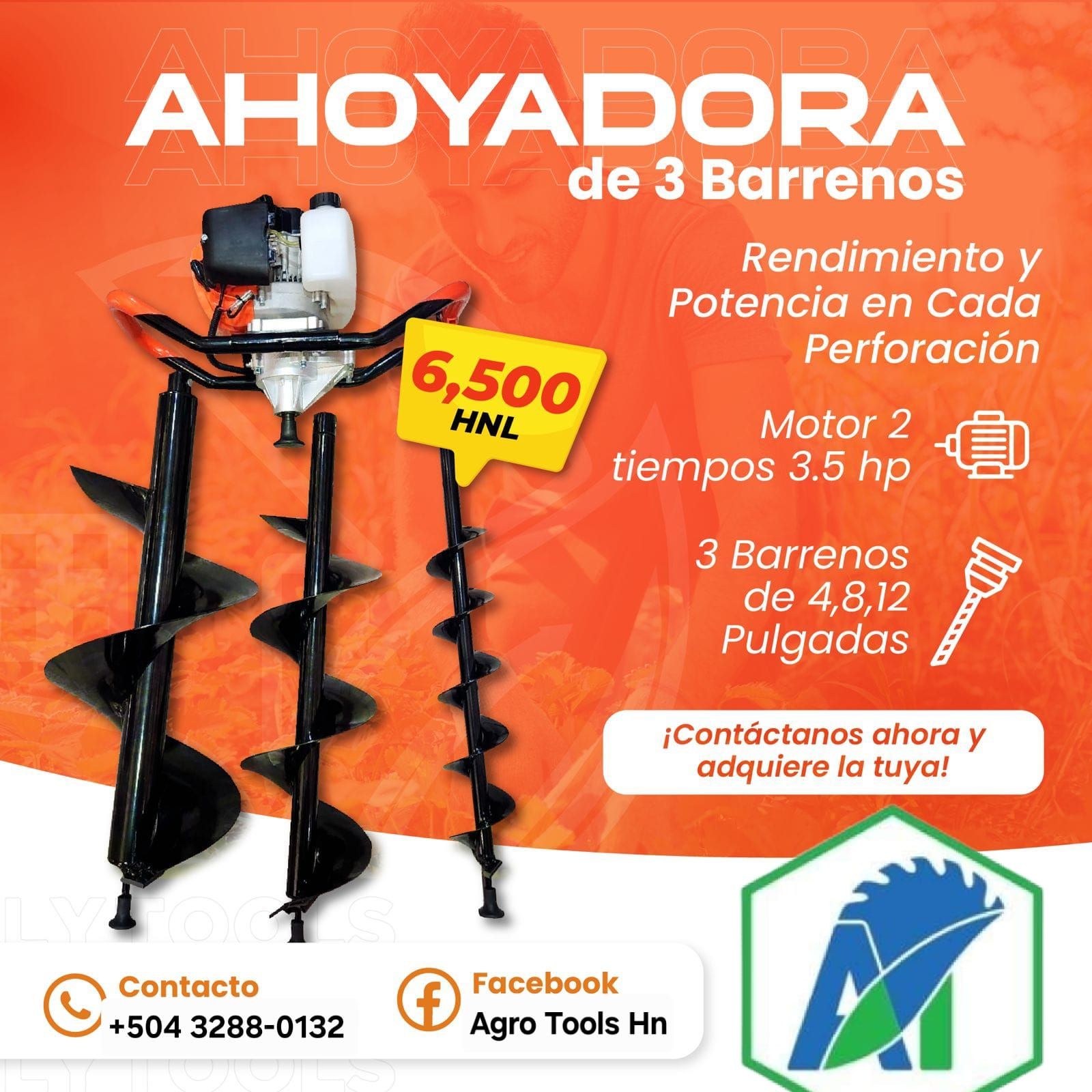 Agro Tools Hn Facebook ad: Ahoyadora con 3 Barrenos