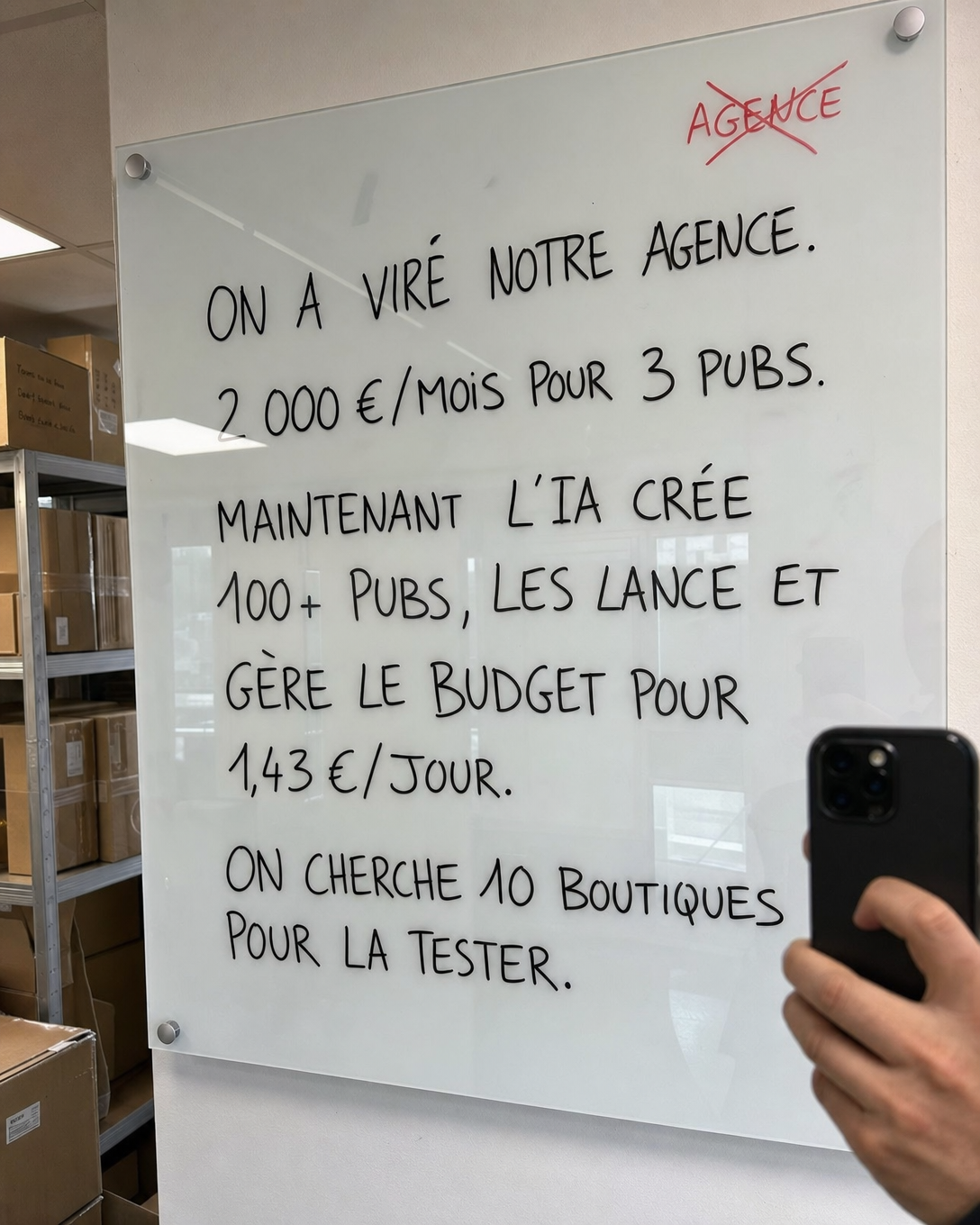 trycrush.ai Facebook ad: On a viré notre agence