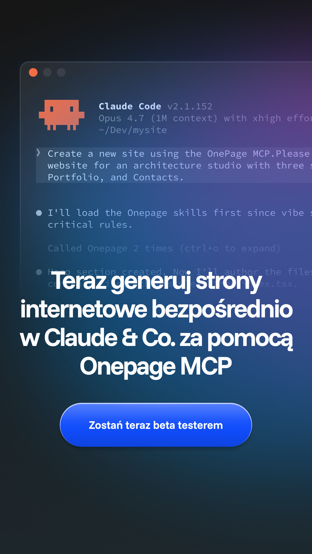 Onepage Facebook ad