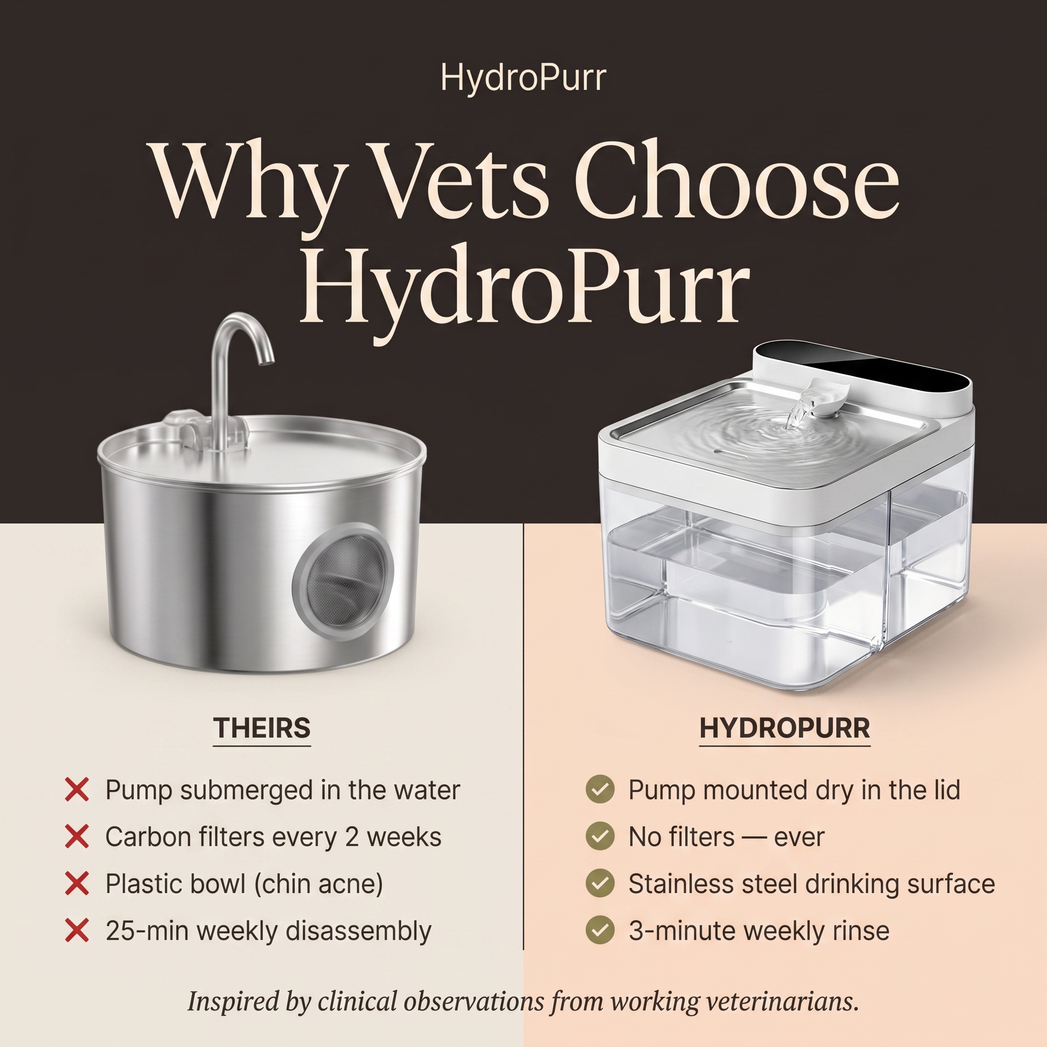 Dr. Hannah Cole, DVM Facebook ad: The only cat fountain that never refilters old water