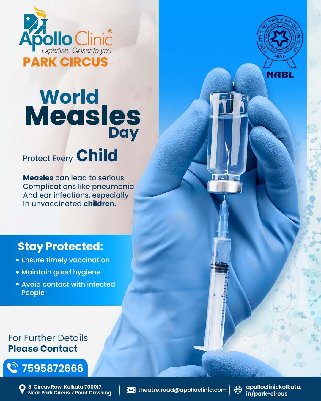 Apollo Clinic Park Circus Facebook ad: Vaccination is the key to protecting every child…