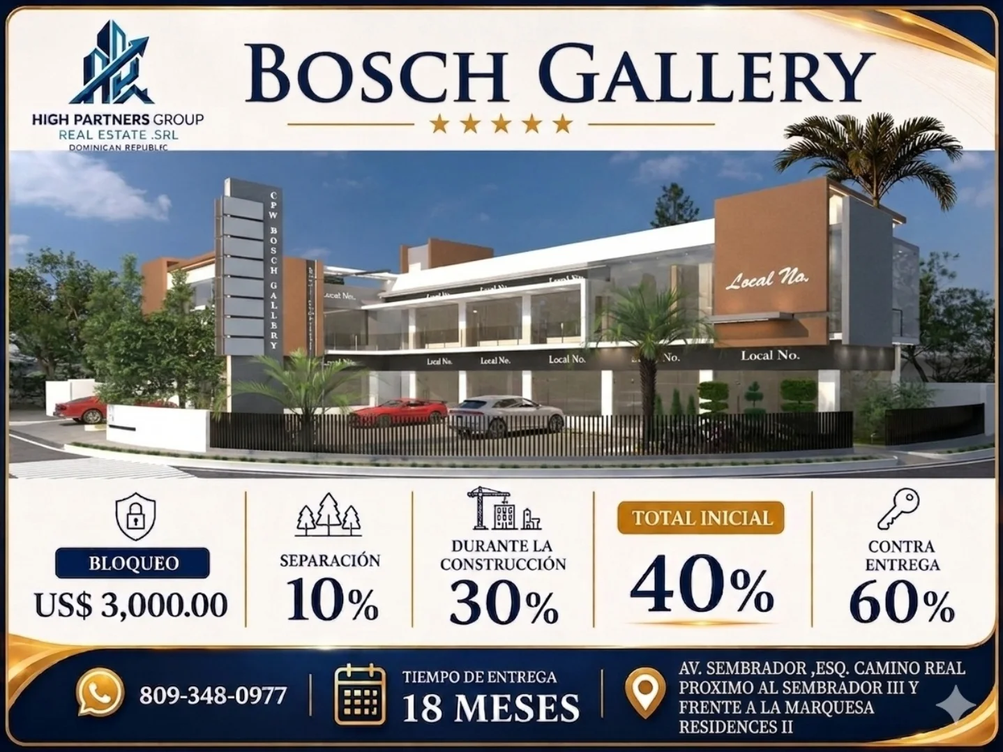 highpartnersgroup Facebook ad: Invierte en Ciudad Juan Bosch.