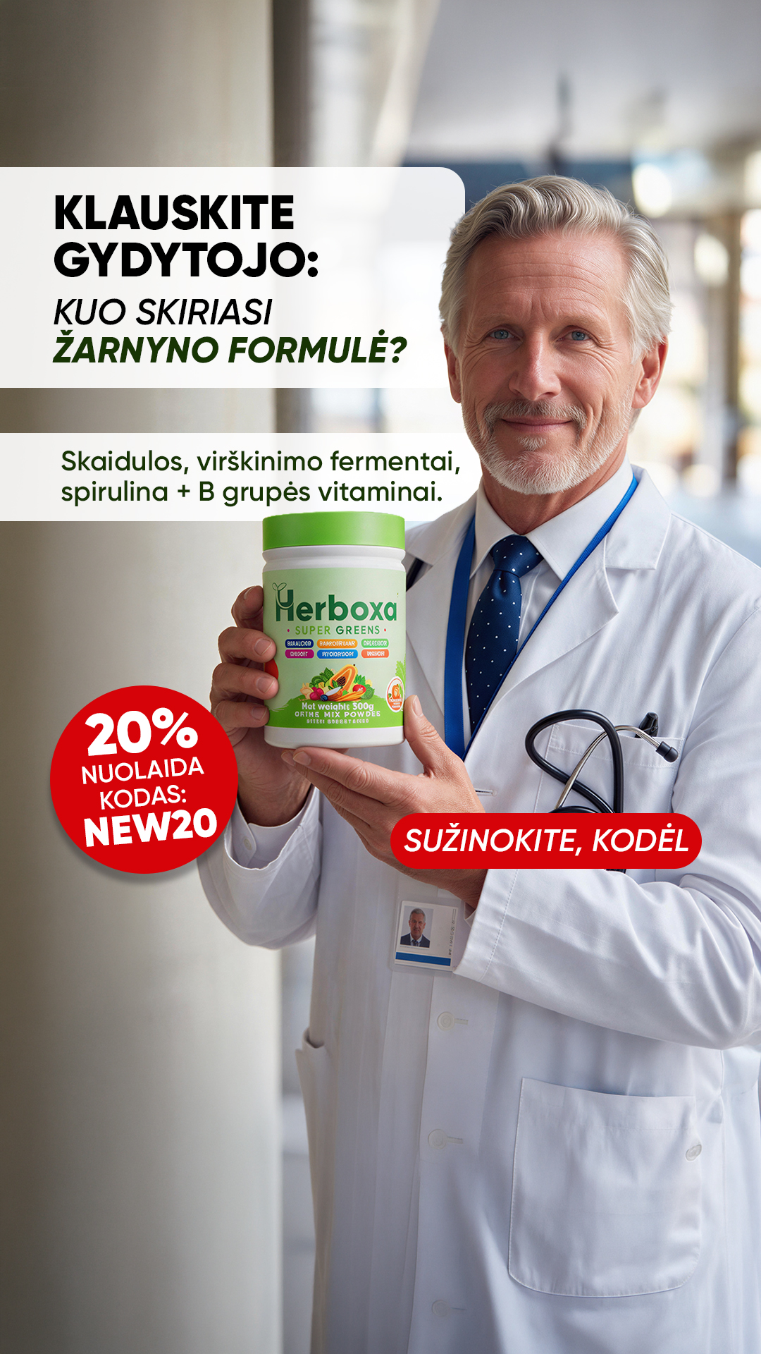 HerBoxa International Facebook ad: GAUKITE 20 % NUOLAIDĄ su kodu NEW20, riboto laiko pasiūlymas