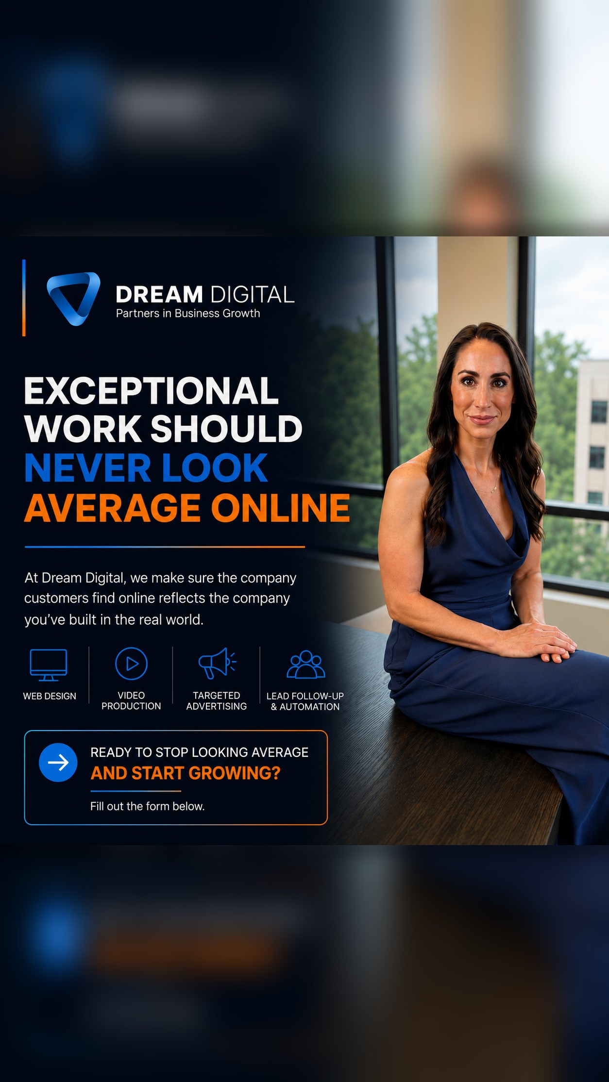 Dream Digital Partners Facebook ad: Website. Video. Advertising. Follow-up. One system.