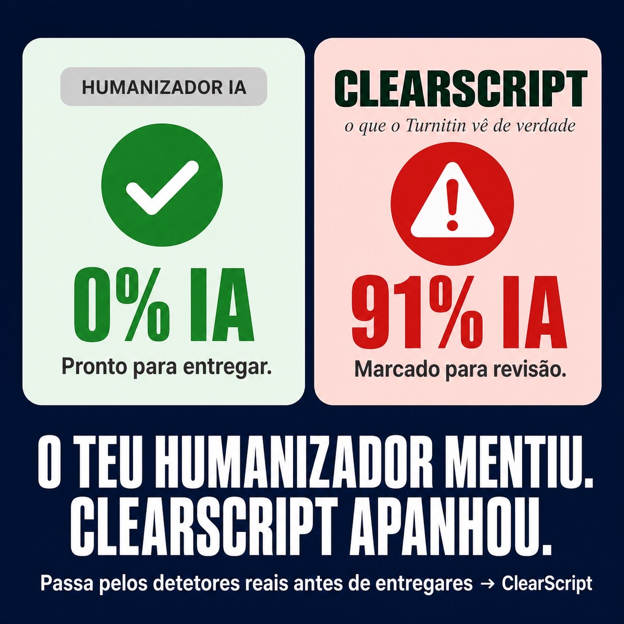 ClearSai Facebook ad: Verifica o teu ensaio antes do teu professor