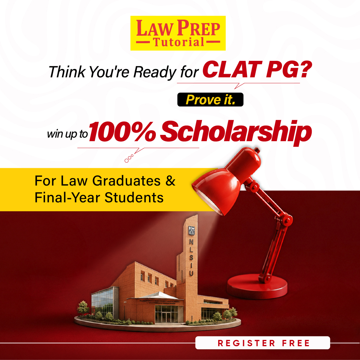 Law Prep CLAT PG Facebook ad: Get up to 100% scholarship