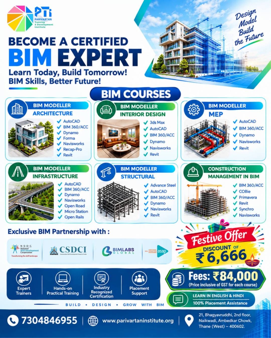 Parivartan Training and Development Institute Facebook ad: Get ₹6,666 OFF on Industry - Ready BIM Courses!