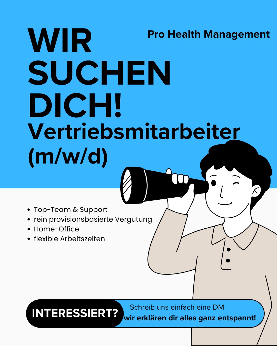 Pro Health Management Facebook ad: Wir suchen dich!