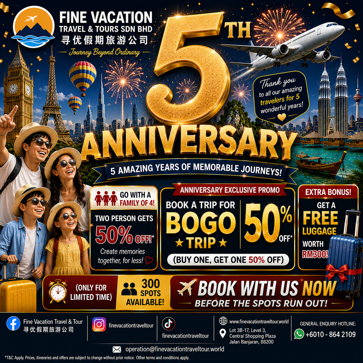 Fine Vacation Travel & Tour 寻优假期旅游公司 Facebook ad: 50% BOGO OFFER!