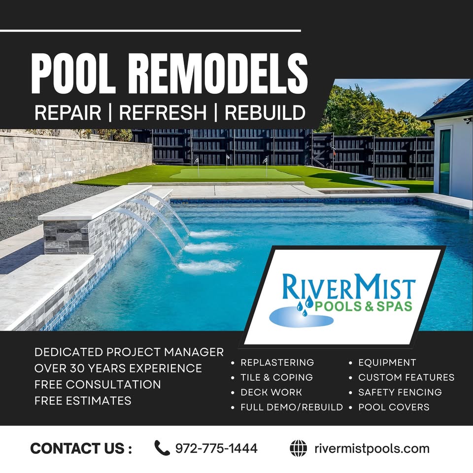 RiverMist Pools & Spas Facebook ad: Transform Your Pool with Professional Remodeling Services!