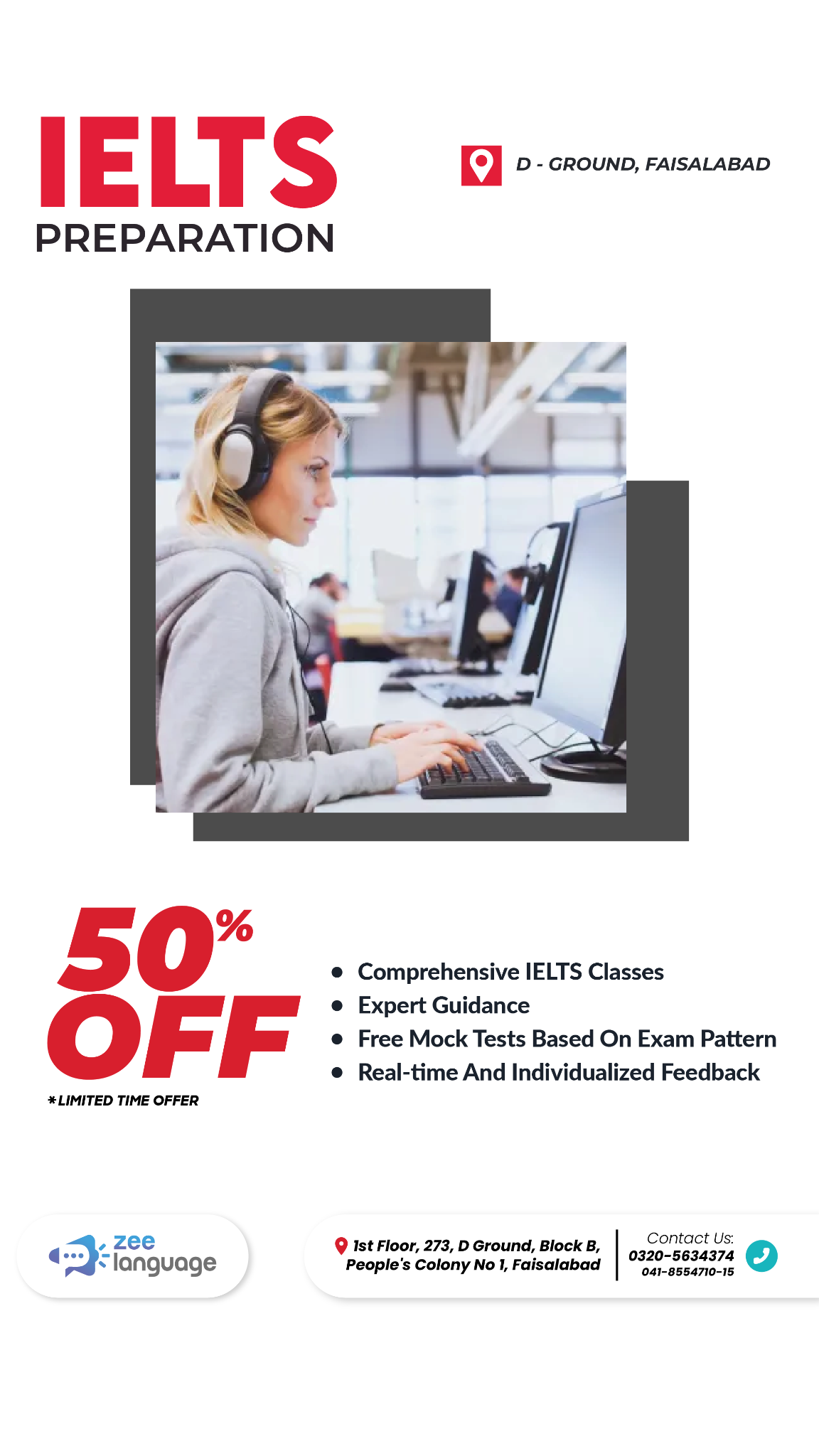 Zee Language - PTE and IELTS Preparation Facebook ad